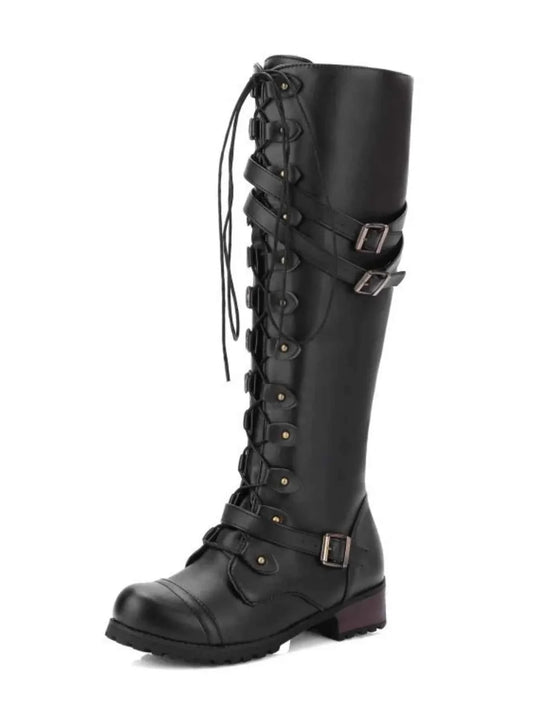Lace-Up Boots : With Buckle Straps
