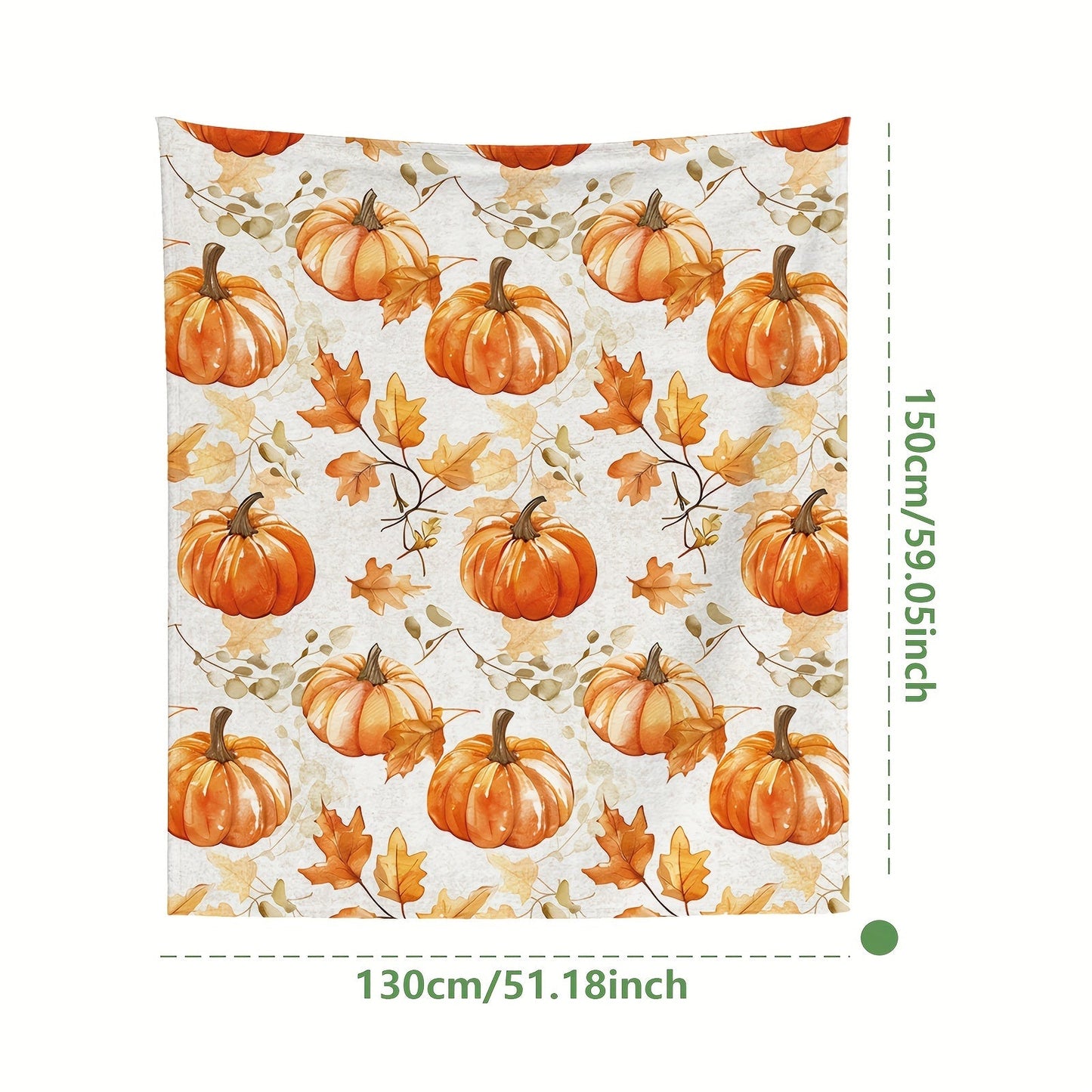 Cozy Flannel Thanksgiving Blanket - Rustic Pumpkin & Maple Leaf Design, Soft Orange Throw for Sofa, Bedroom, Camping - Perfect Fall Decor Gift