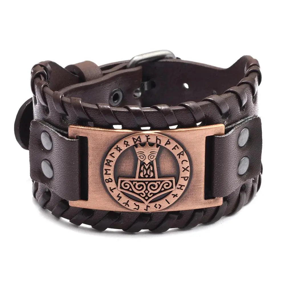 New Trendy Wide Leather Pirate Compass Bracelet Men's Bracelet Fashion Metal Compass Pattern Bracelet Accessories Party Jewelry - Premium Accessories from Lizard Vigilante - Just $17.99! Shop now at Lizard Vigilante