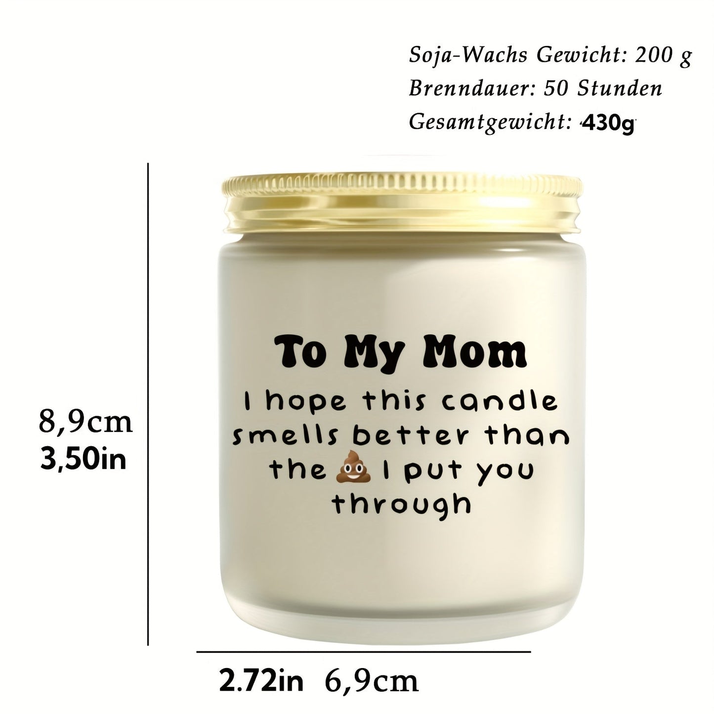 Funny Lavender Scented Soy Candle - "to My Mom" Humorous Message, Ideal Relaxation Gift for Women, Birthday, Christmas, Mother'S Day - Glass Jar with Lid, Novelty Candle|Playful Message Candle|Scented Candle
