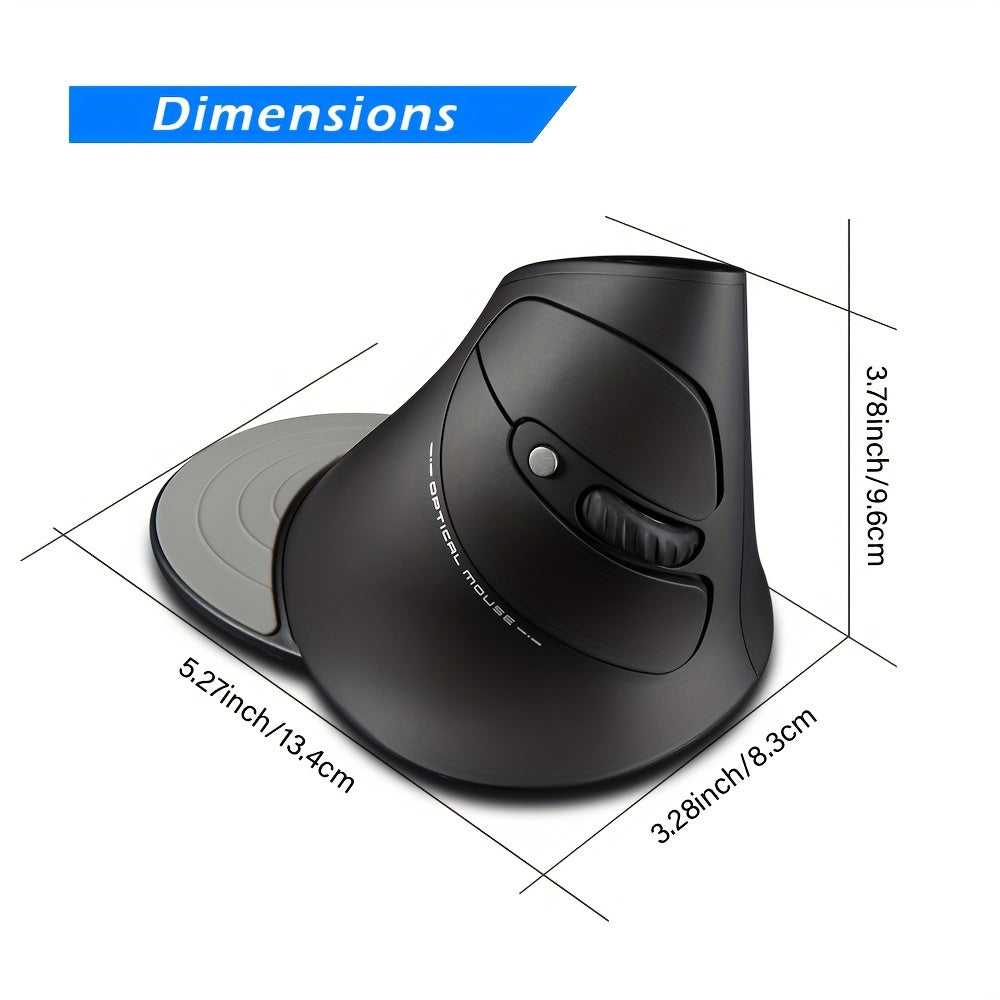 ZELOTES Ergonomic Wrist Rest Mouse, 2.4G Vertical Wireless Gaming Mouse, Comfort Grip, Right Hand Orientation, Battery Powered (Batteries Not Included), 393.7inch Range, Plastic Material, No Charging Function, ≤36V Operatin