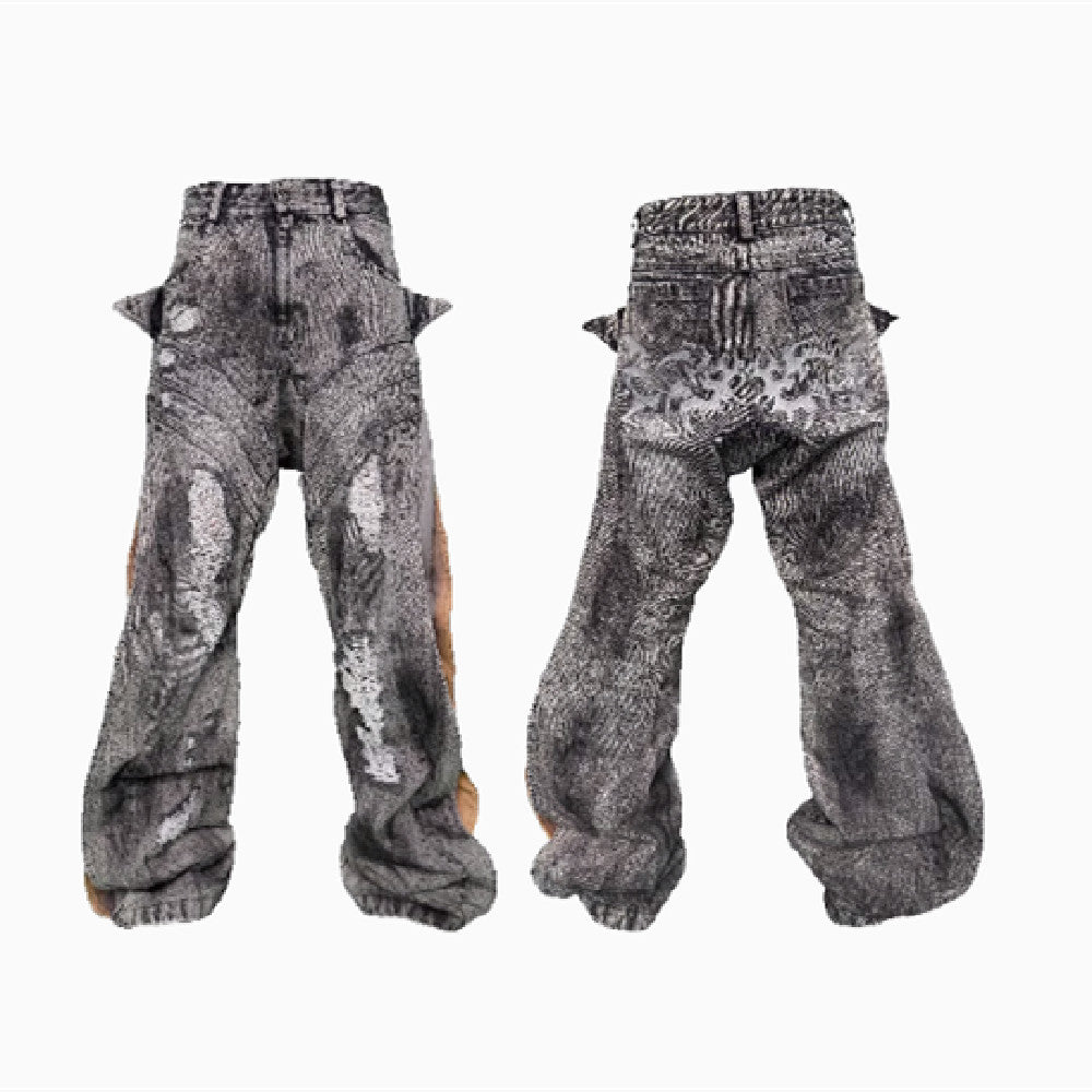 Washing Destroys Fashion Deconstruction Design Patchwork Pants