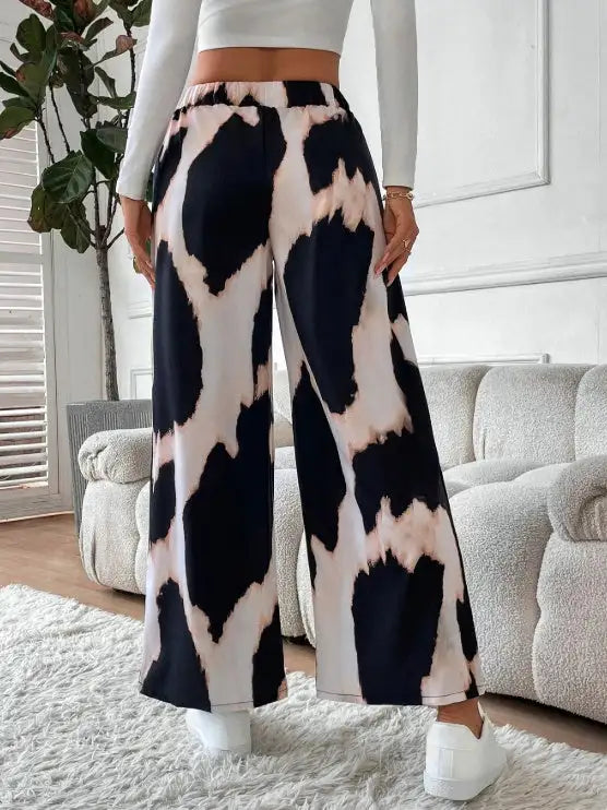 Ladies' Printed Comfortable And Fashionable Casual Wide Leg Pants