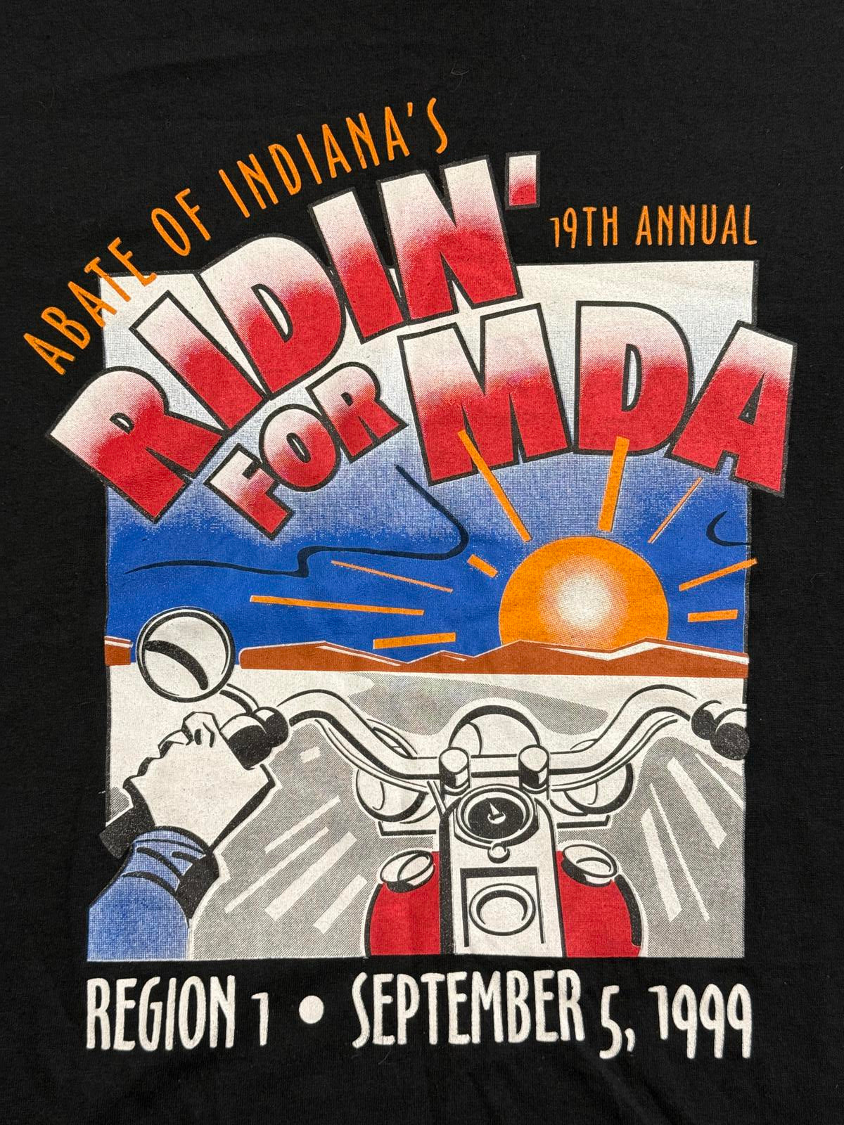VTG Biker T-shirt Ridin for MDA 1999 Abate of Indiana L