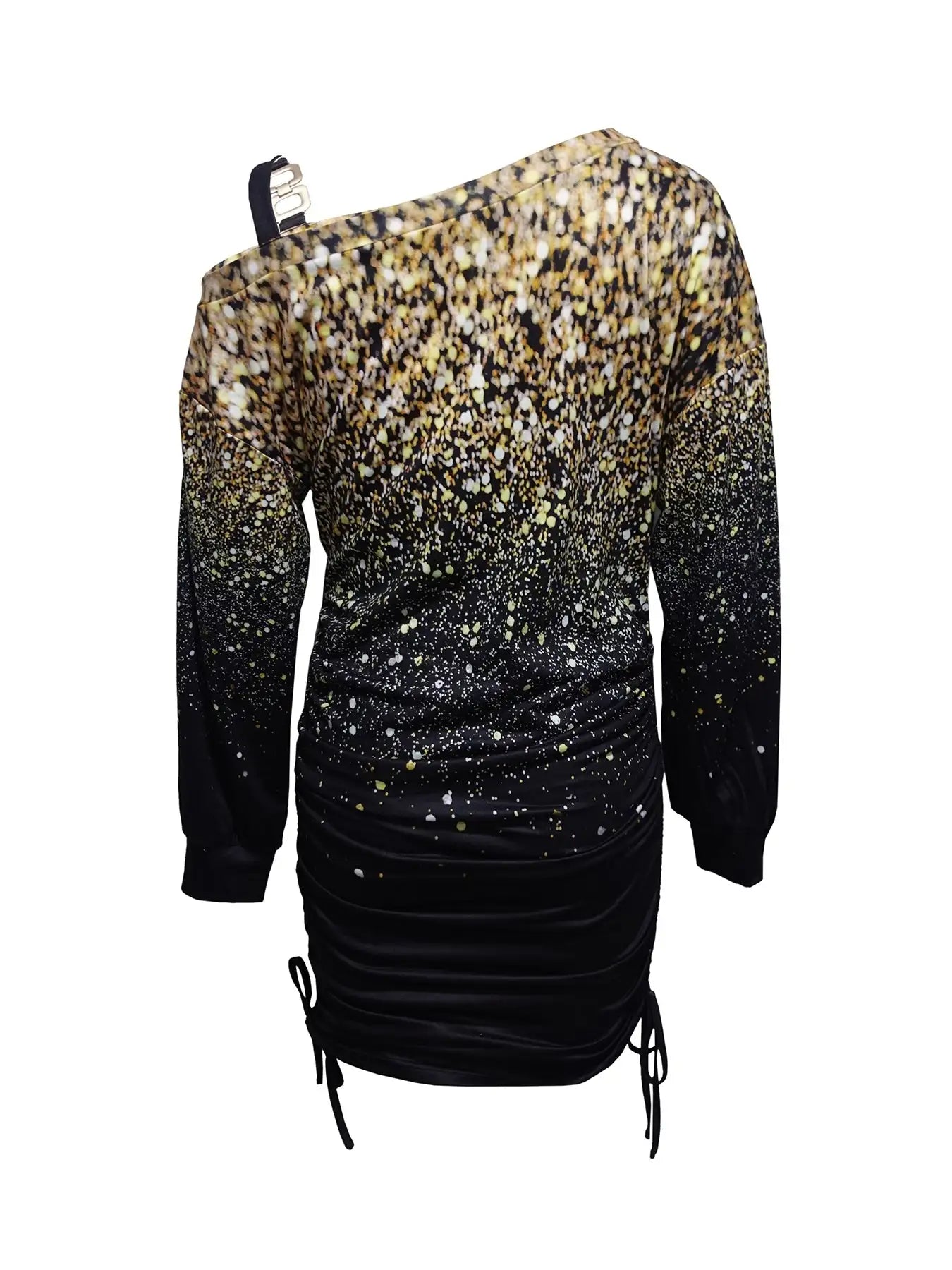 Ladies' Printed Off Shoulder Casual Bag Hip Dress