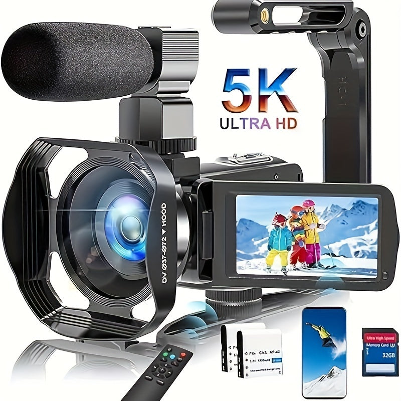 MARVUE 5K Ultra HD Camcorder Video Camera - 64MP, 18X Digital Zoom, WiFi, IR Night Vision, 3.0" Touch Screen - Complete Vlogging Kit with Microphone, Lens Hood, 32GB SD Card & Remote Control - Premium camcorder from Lizard Vigilante - Just $234.99! Shop now at Lizard Vigilante