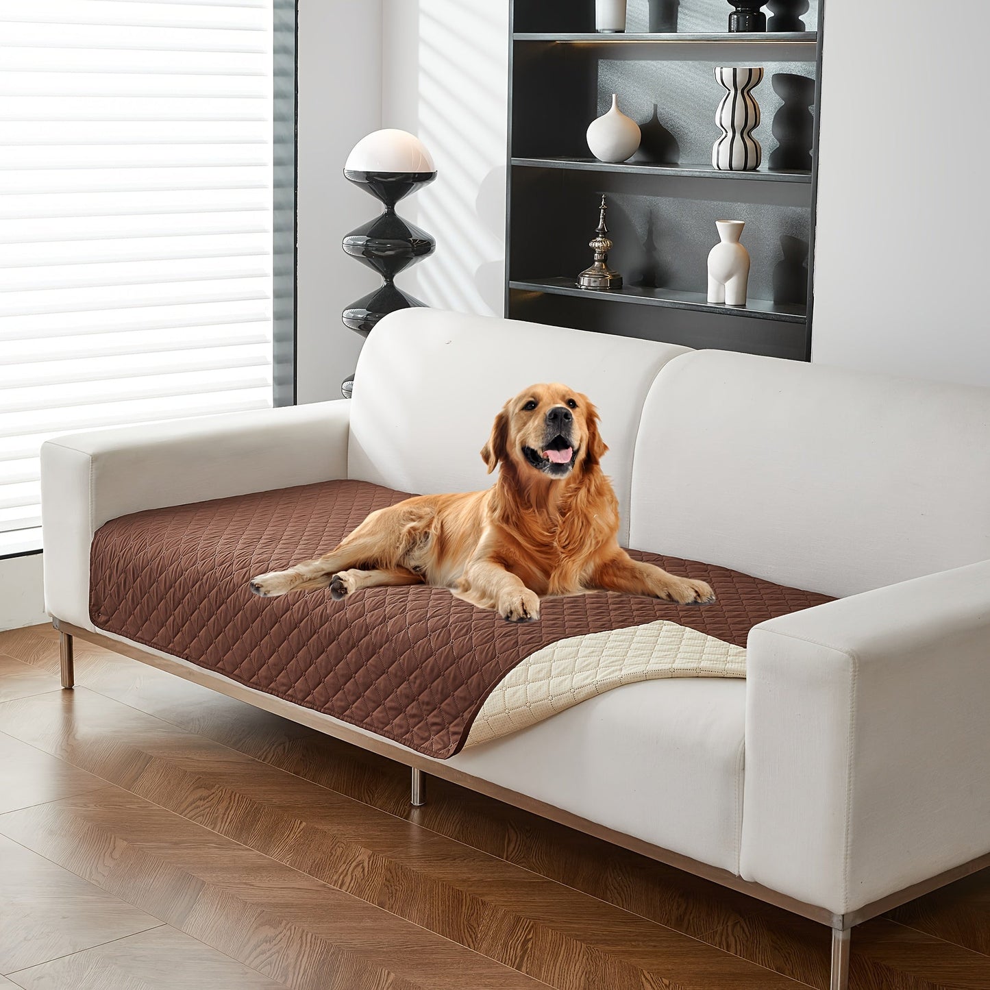 1pc Waterproof Solid Color Plaid Non-Slip Pet Sofa Cover, Machine Washable Blanket for All Season Protection, Suitable for Cats, Dogs, and Small Animals