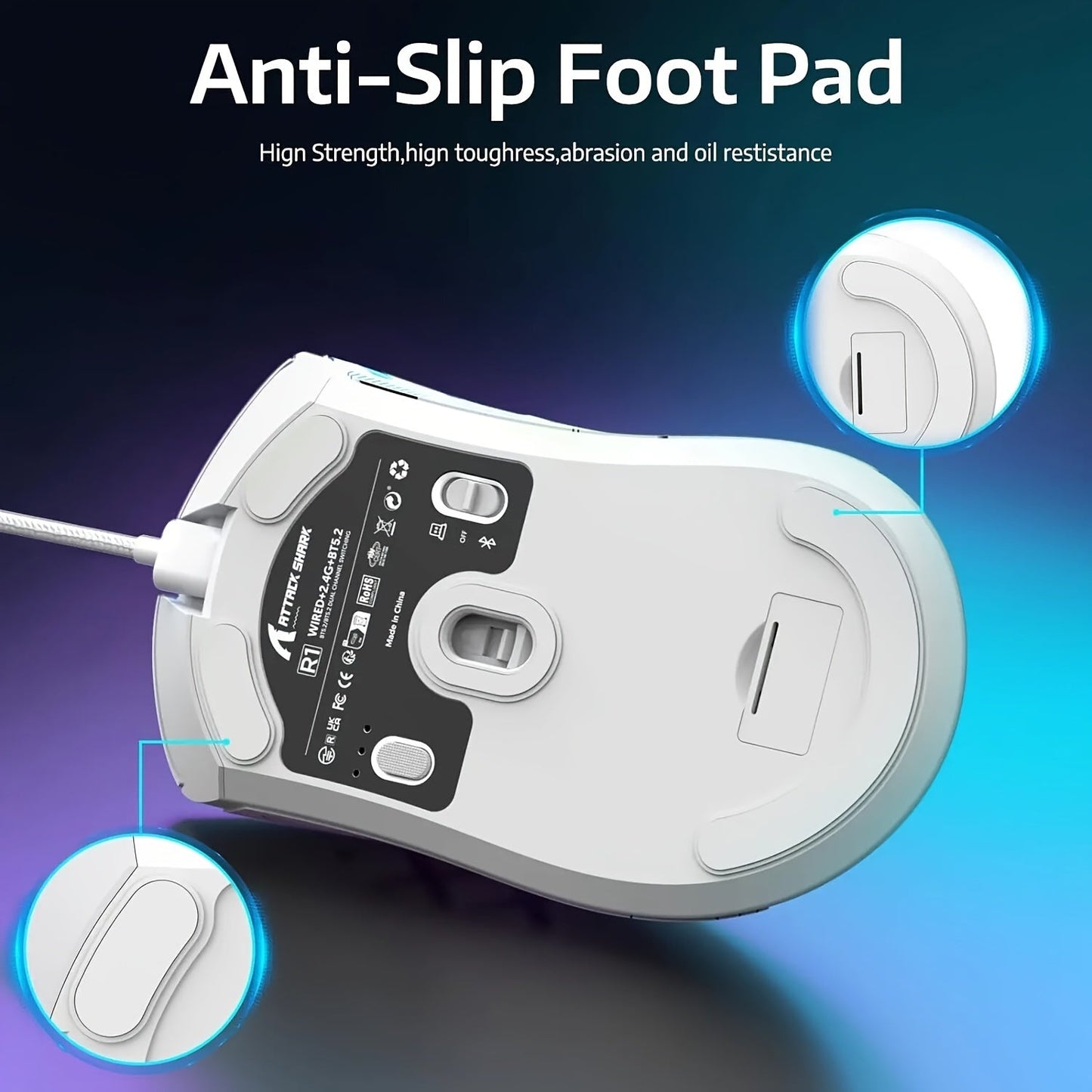 ATTACK SHARK R1 PRO 59g SUPERLIGHT Mouse, PixArt PAW3311 Gaming Sensor, BT/2.4G Wireless/Wired Gaming Mouse, 6 Adjustable Up To 18000, 65 Hrs Battery, Office Mice For Win11/Xbox/PS/Mac (()Black )