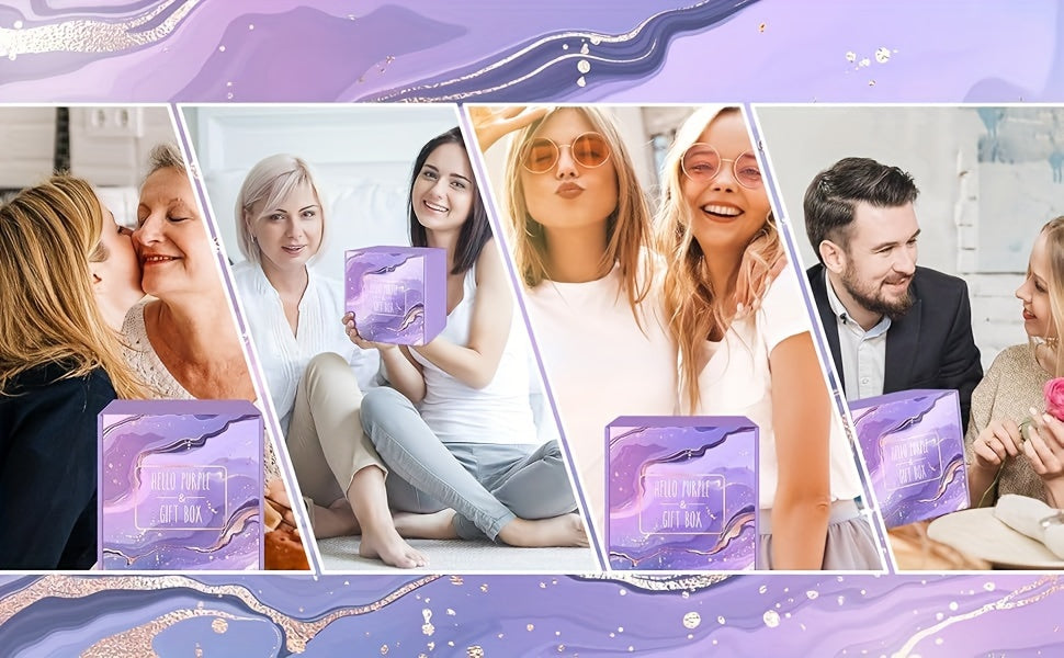 1set Purple Spa & Self-Care Gift Set for Women - Tumbler, Scented Candle, Bath Soap, Beaded Bracelet, Keychain, Jewelry Tray & Greeting Card - Ideal for Birthday, Anniversary, Retirement, Christmas, Get Well - No Electricity