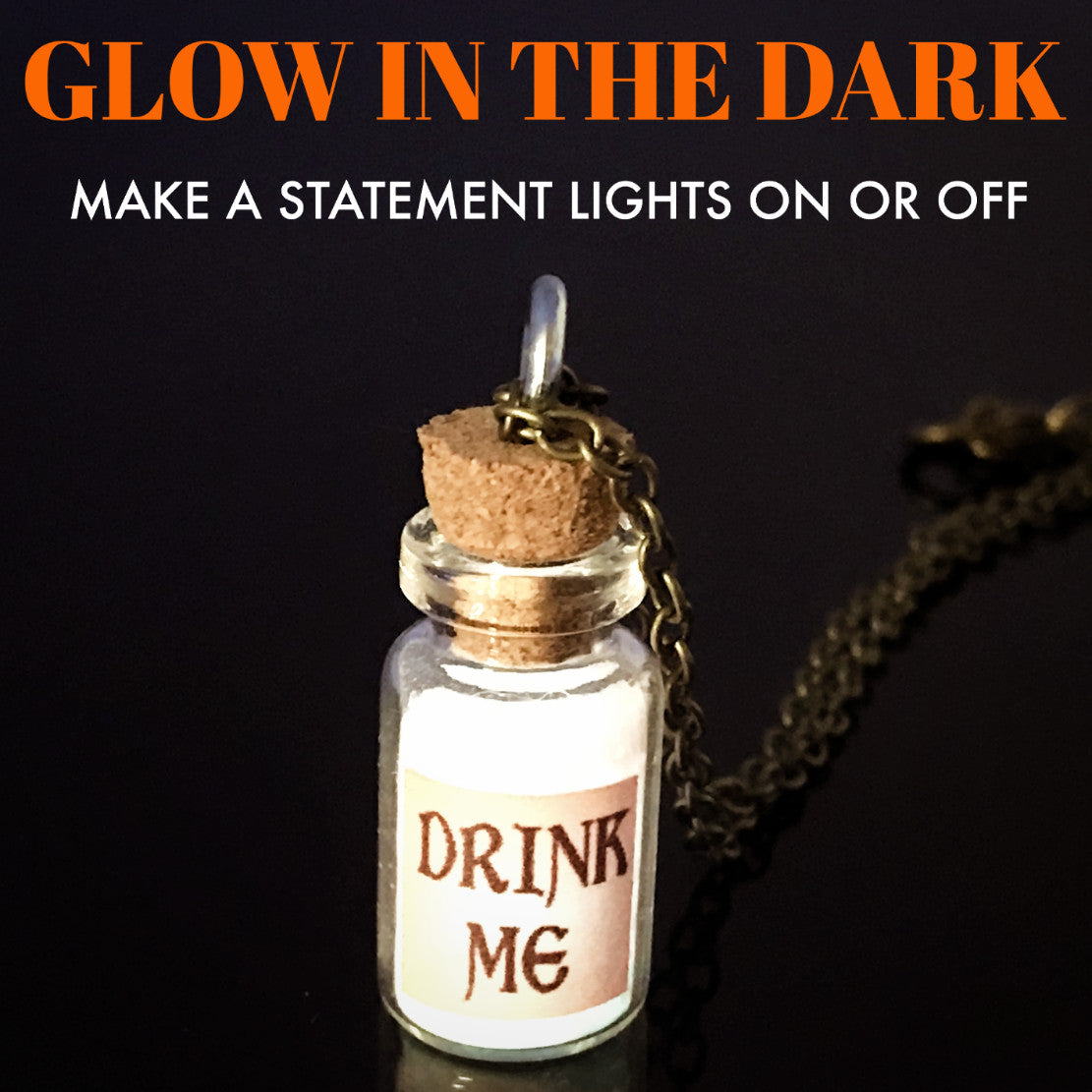 Alice in Wonderland necklace orange glow