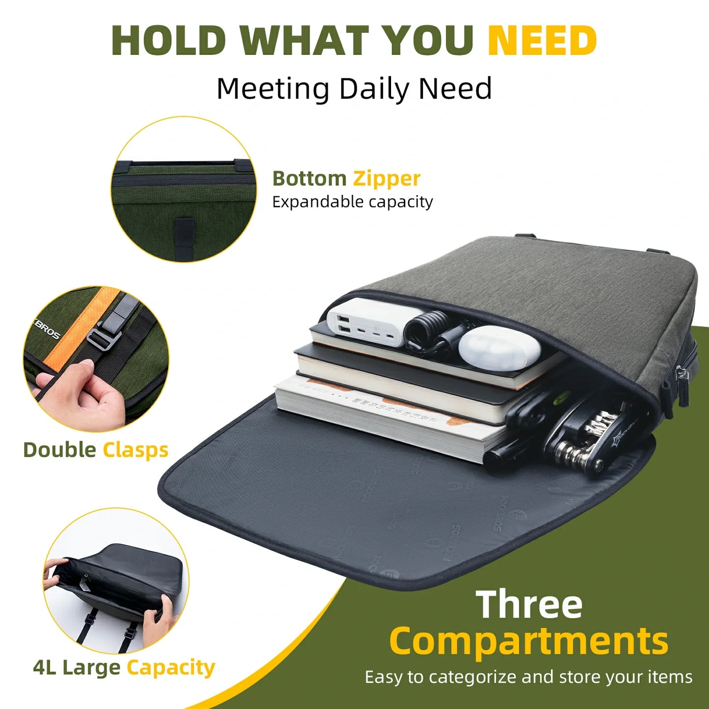 ROCKBROS Bike Handlebar Multifunctional Crossbody Bag with Shoulder Strap