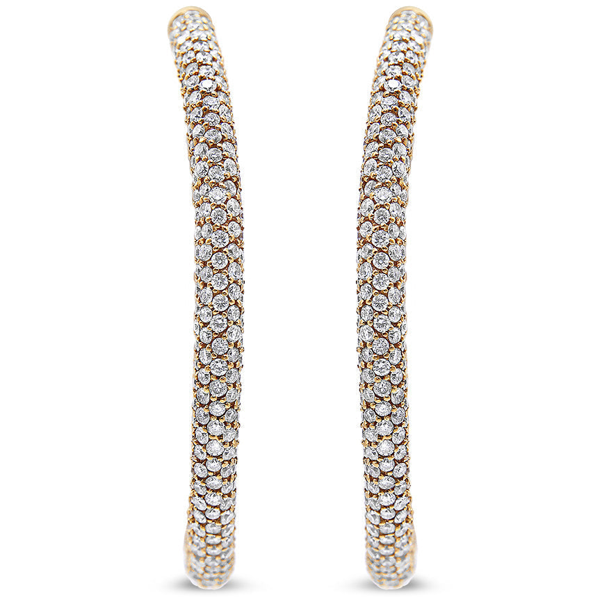 18K Rose Gold 6.90 Cttw Pave Set Diamond Inside Out Eternity Hoop Earrings (F-G Color, VS1-VS2 Clarity)
