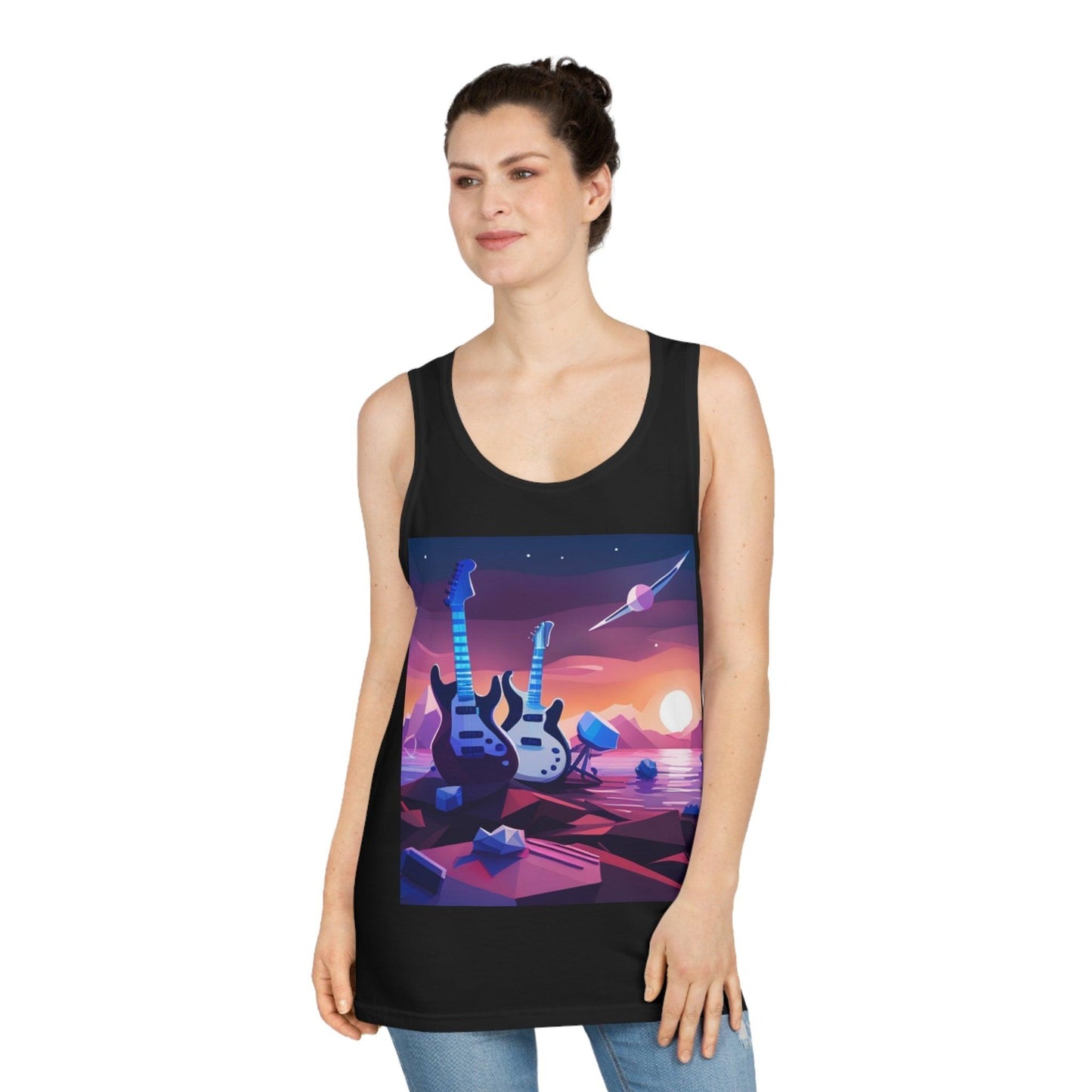 2 Guitars in Space Unisex Softstyle™ Tank Top - Lizard Vigilante