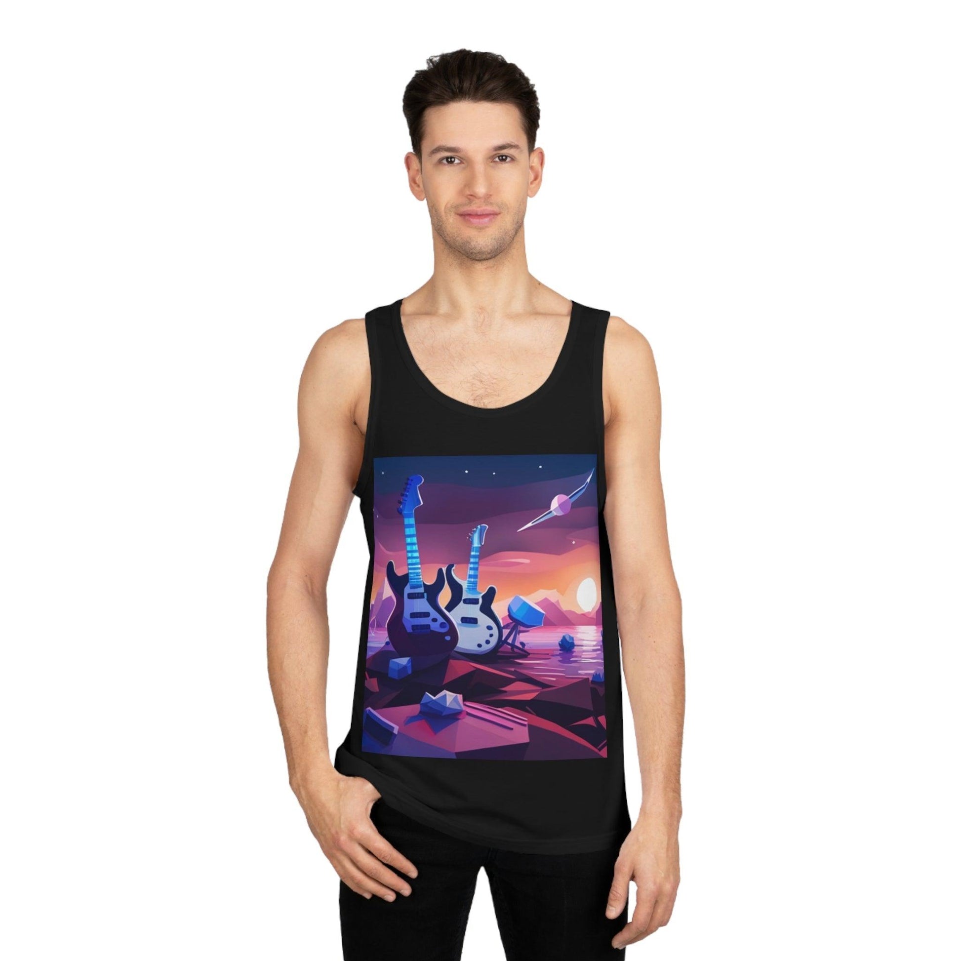 2 Guitars in Space Unisex Softstyle™ Tank Top - Lizard Vigilante