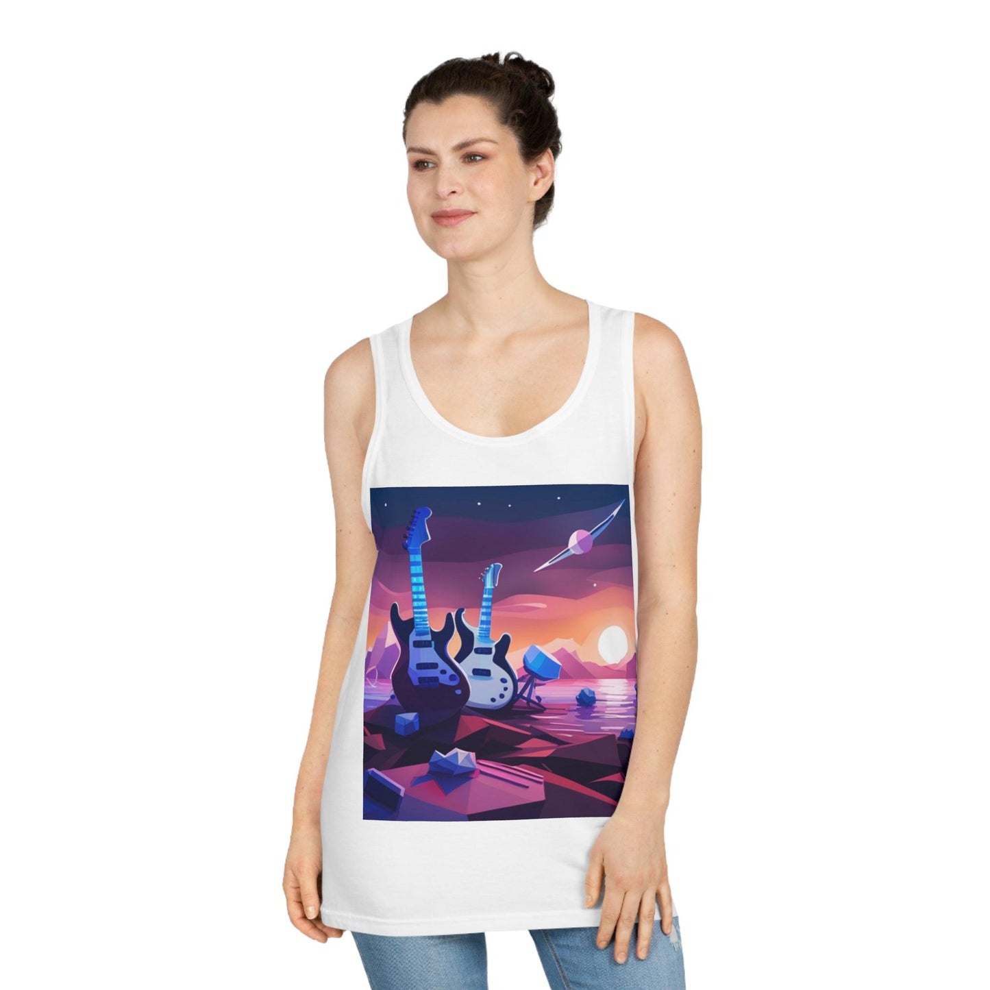 2 Guitars in Space Unisex Softstyle™ Tank Top - Lizard Vigilante