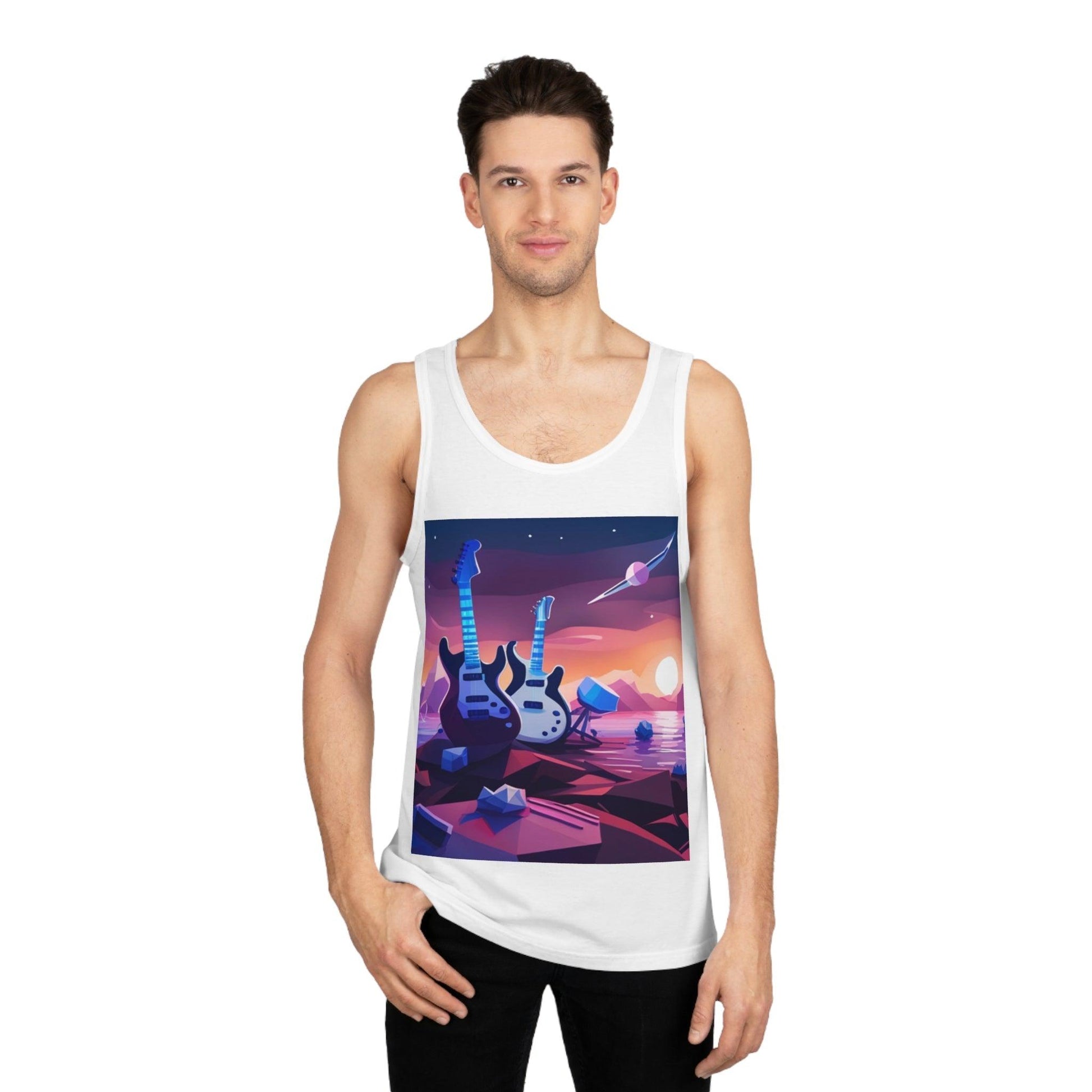 2 Guitars in Space Unisex Softstyle™ Tank Top - Lizard Vigilante