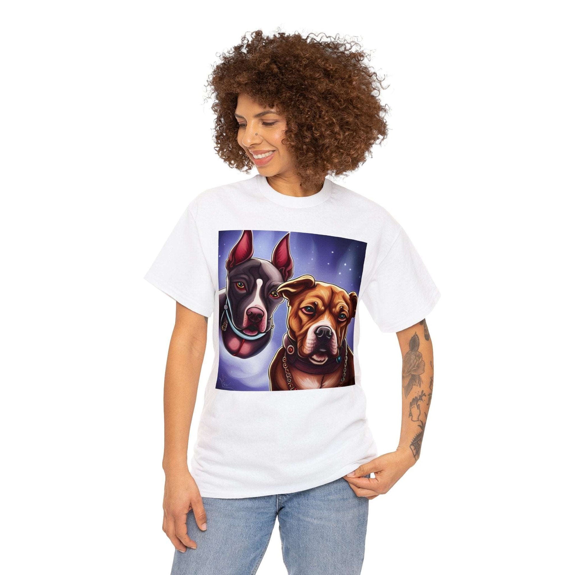 2 Space Dog Cyberpunks Unisex Heavy Cotton Tee - Premium T-Shirt from Printify - Just $29.96! Shop now at Lizard Vigilante