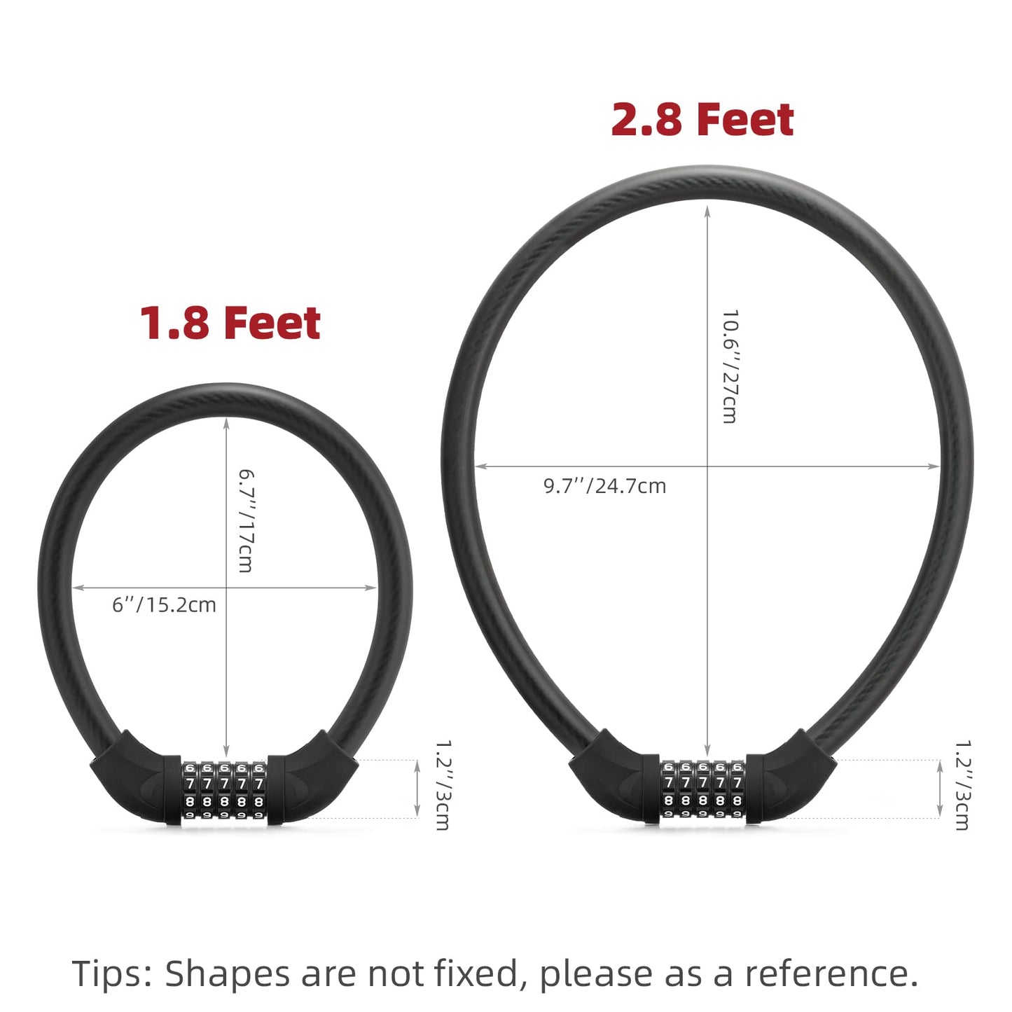 ROCKBROS 5-Digit Bike Cable Lock, Lightweight Portable Combination Lock