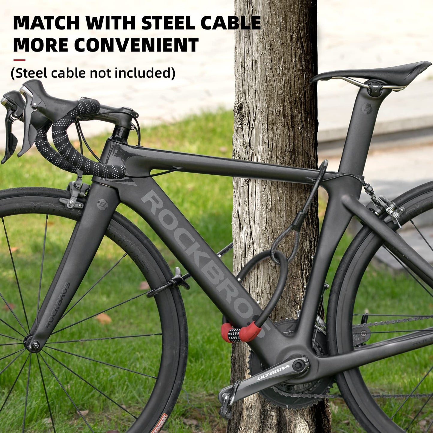 ROCKBROS 5-Digit Bike Cable Lock, Lightweight Portable Combination Lock