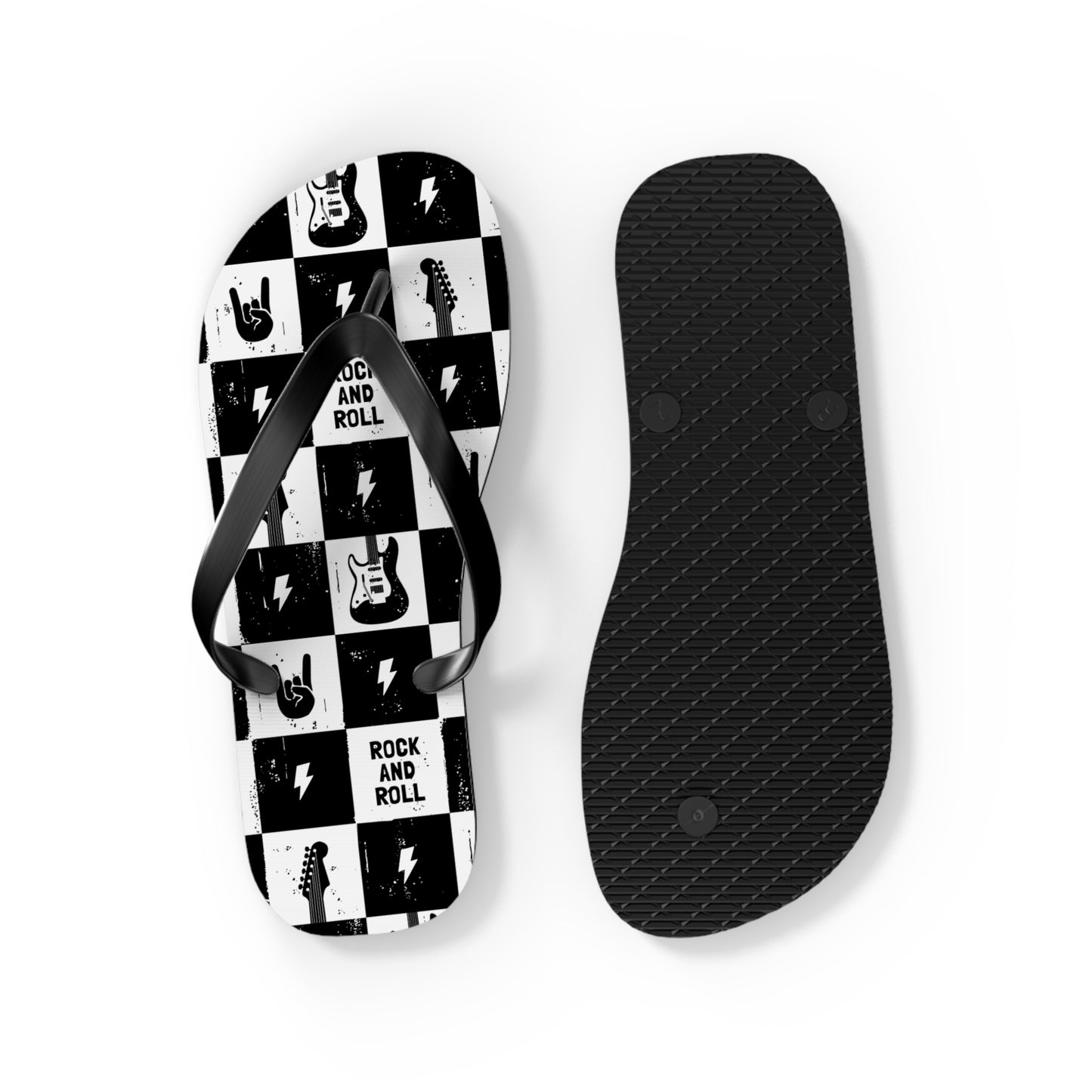 Rock And Roll Squares Flip Flops - Premium Shoes from Printify - Just $27.99! Shop now at Lizard Vigilante