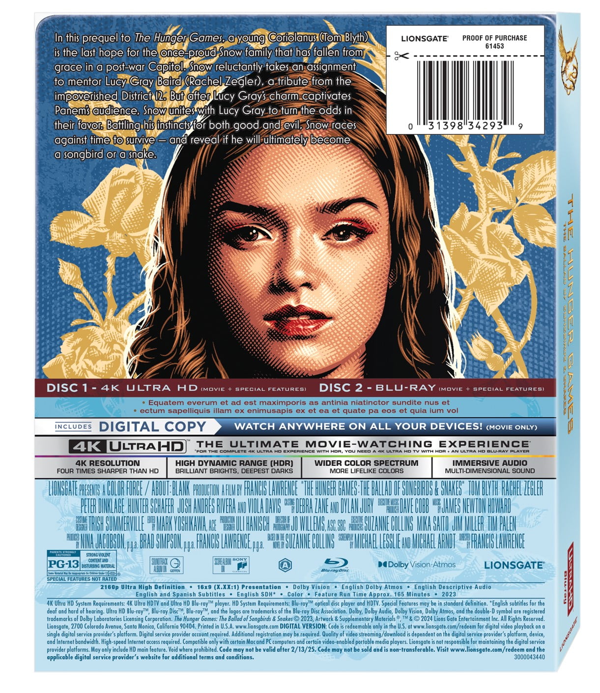 The Hunger Games: Ballad of Songbirds and Snakes - Steelbook [4K Ultra HD + Blu-Ray + Digital]