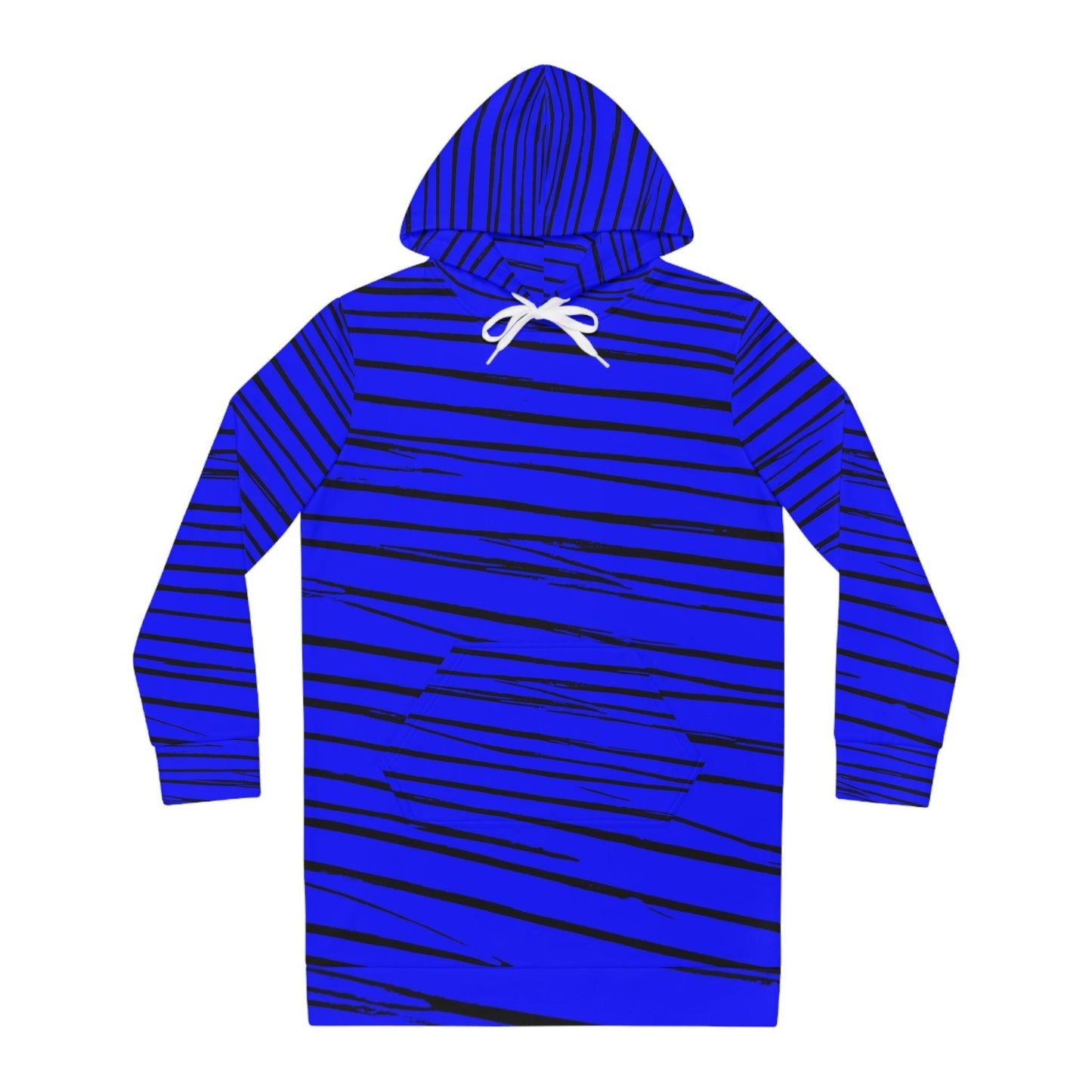 Black & Blue Strips Women's Hoodie Dress - Lizard Vigilante