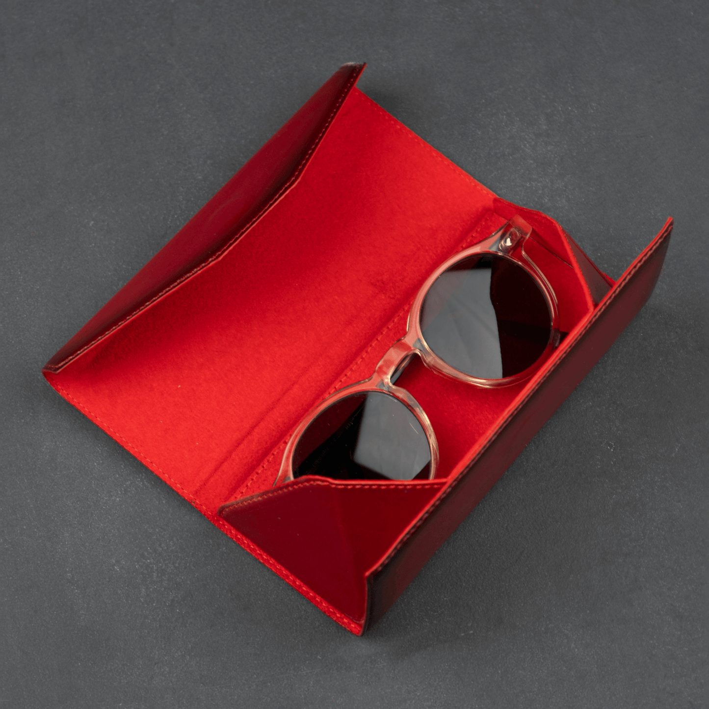 Luxury Leather Sunglasses Case - Red - Louisville