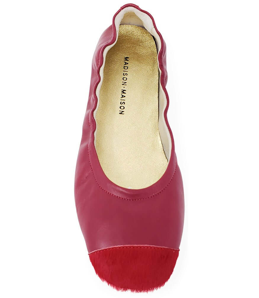 Red Calf Hair Tip Ballet Flat