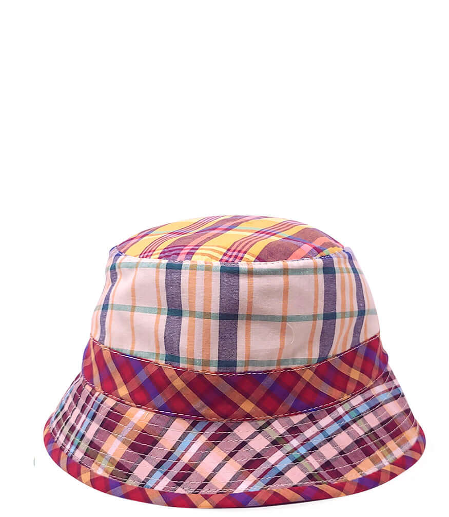 Multi Color Cotton Small Brim Plaid Hat