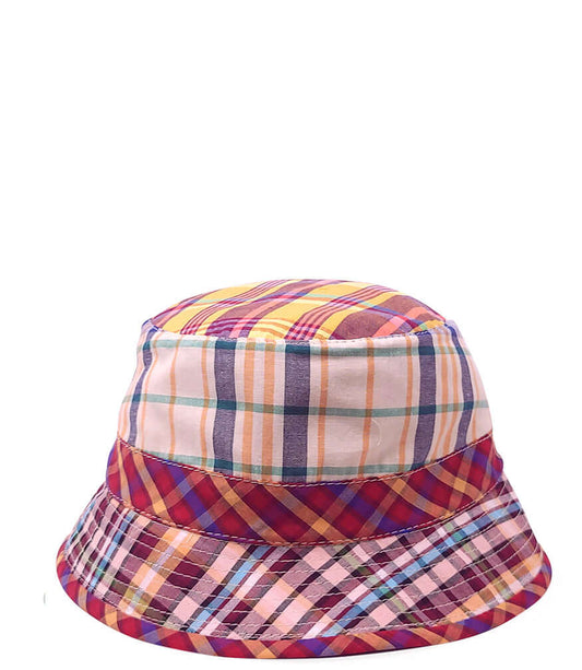 Multi Color Cotton Small Brim Plaid Hat