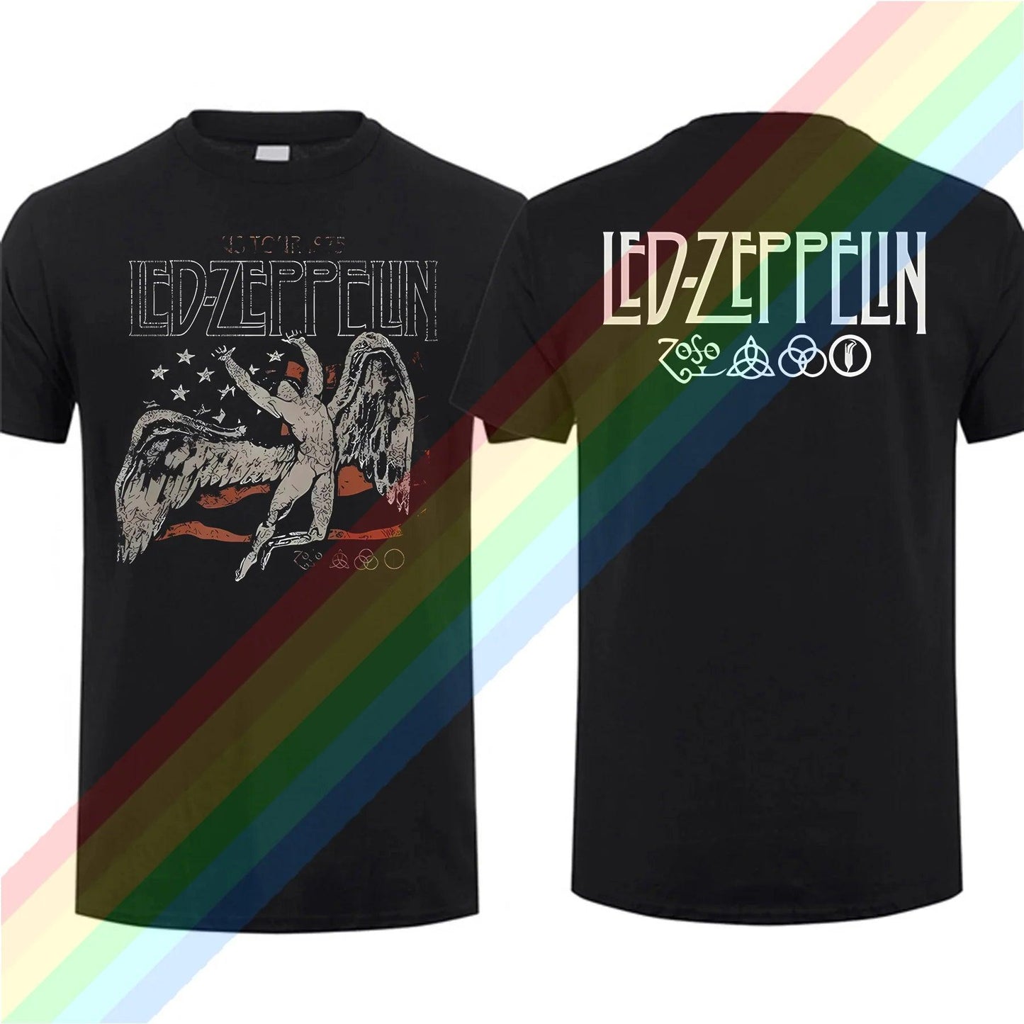 2024 Men US 1975 Tour Flag T Shirt Casual Zeppelin T-shirt Graphic Oversized Sports Tops Led Comfortable Streetwear Very cool - Lizard Vigilante