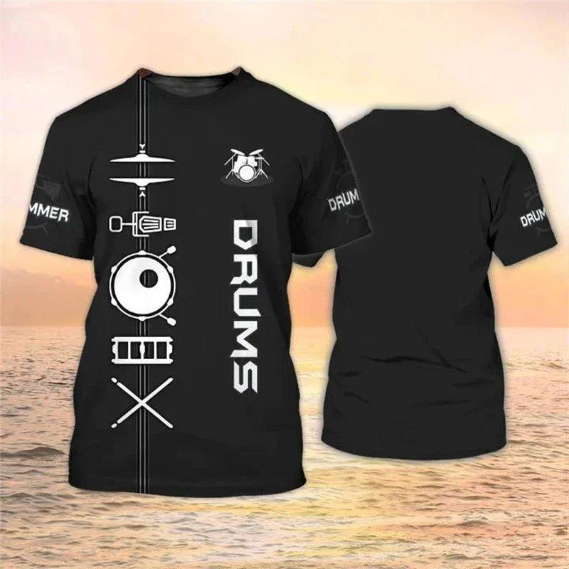 2024 New Electronic Drum Musical Instrument 3d Print Drummer tShirts Rock Music Street Hip-Hop Tops Summer Fashion Short Sleeve Men Women Tee shirt - Premium T-shirt from Lizard Vigilante - Just $22.99! Shop now at Lizard Vigilante