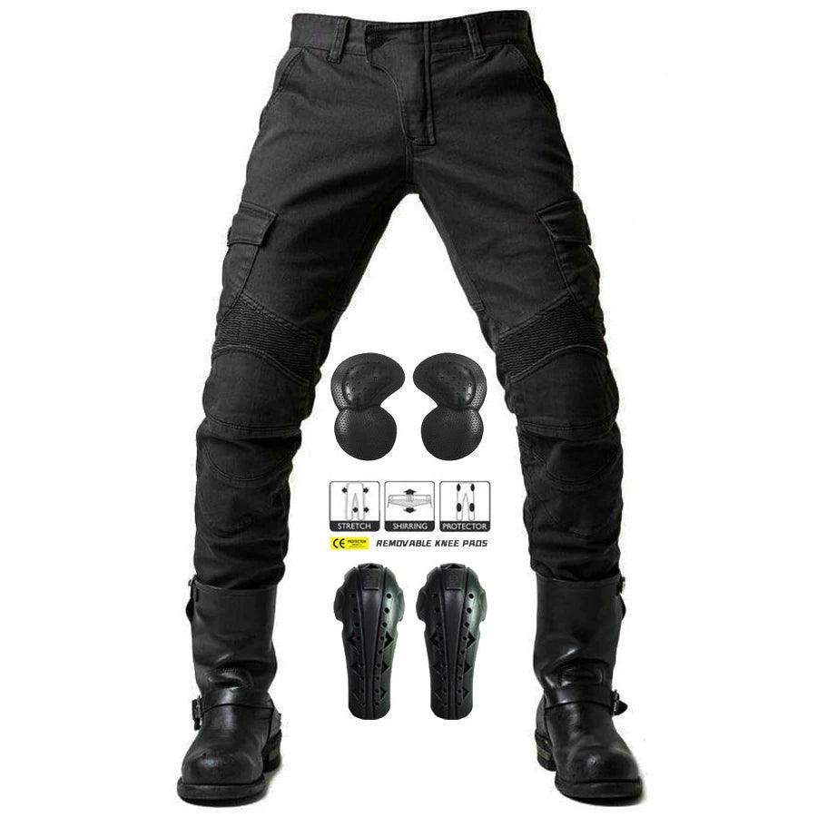 2024 New Motorcycle Black Mens Jeans Upgrade Extension Protector Detachable Racing Road Rider Four Seasons Casual Fashion Pants - Lizard Vigilante