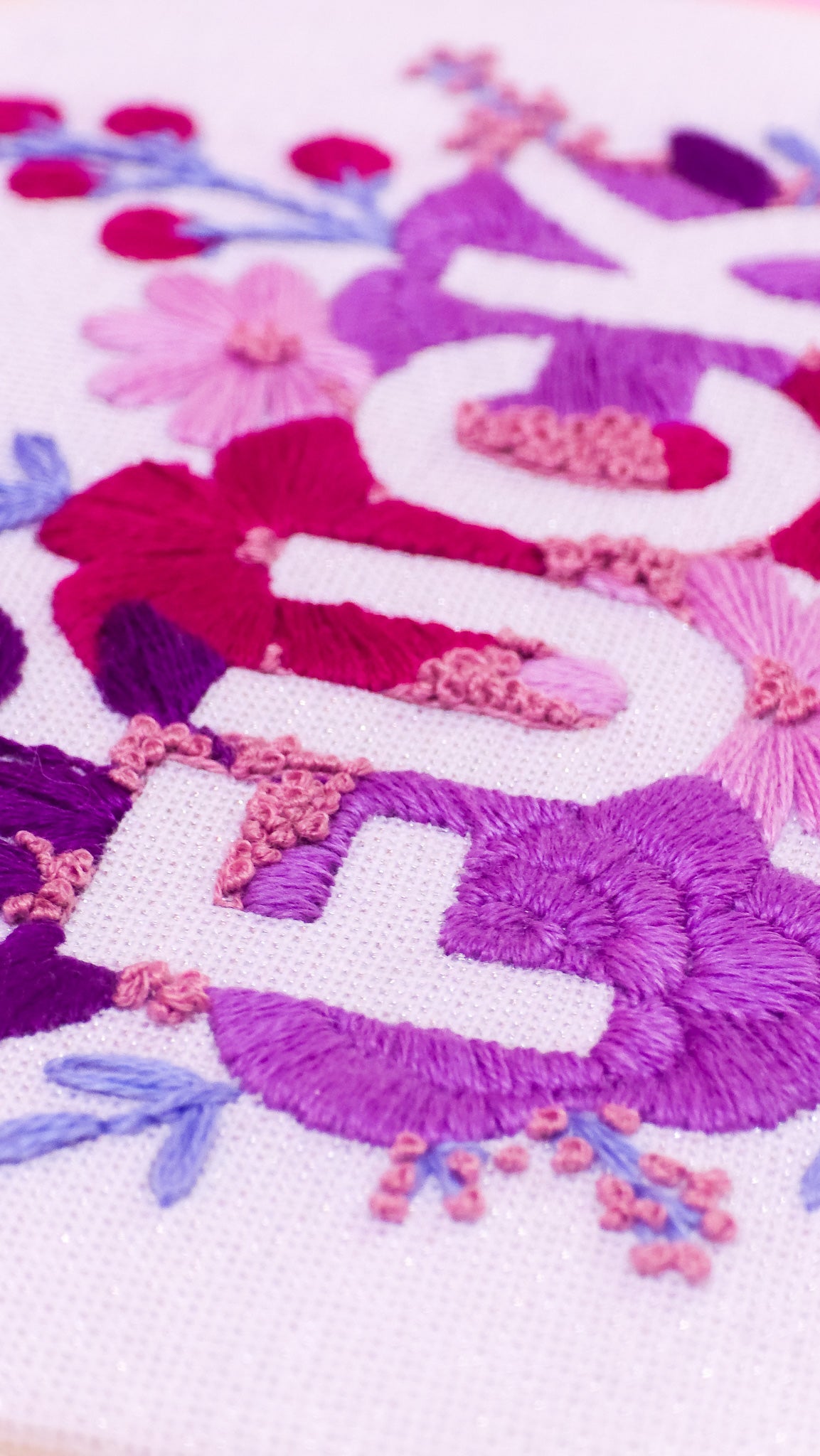 Purple Negative Space FUCK Embroidery Kit - Beginner Friendly