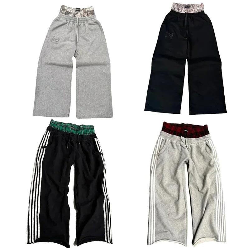 2025Y2K  pants, old-fashioned double embroidered waist sweatpants, men and women casual hip-hop pants, street clothing hot sale - Premium  from Lizard Vigilante - Just $75.99! Shop now at Lizard Vigilante