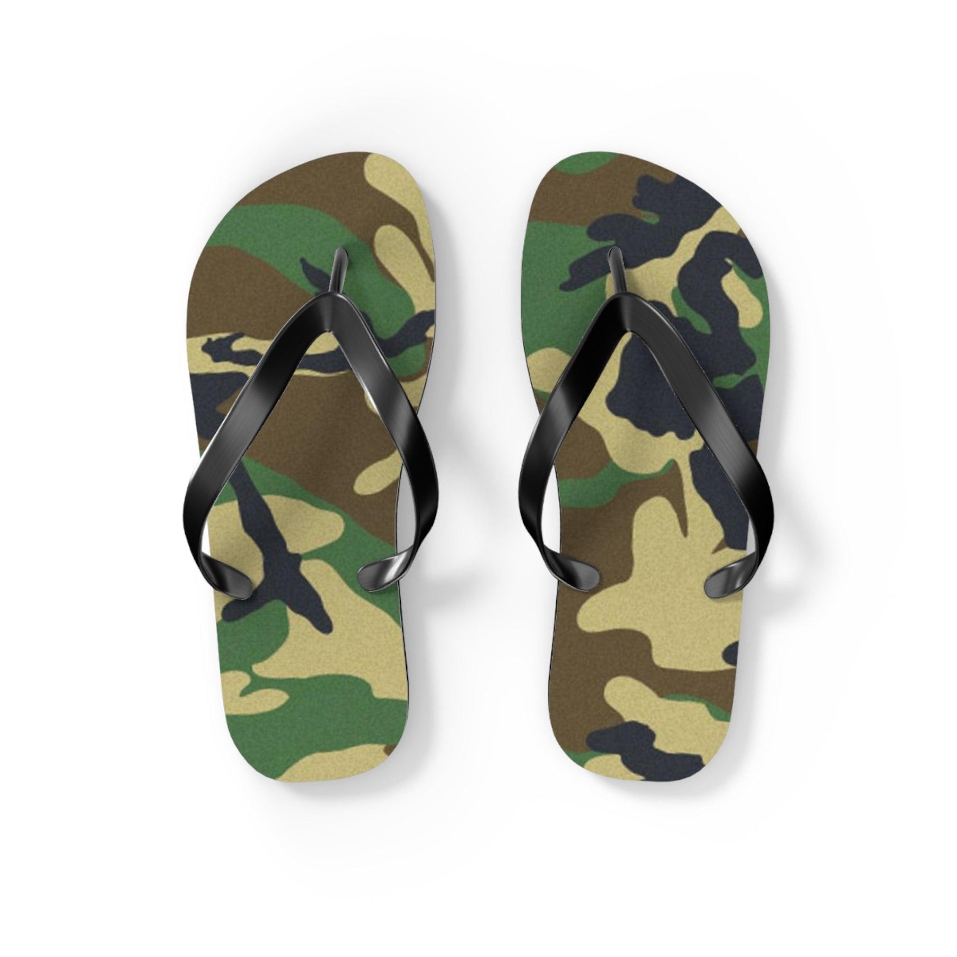 Men's Green Camouflage Flip Flops - Lizard Vigilante