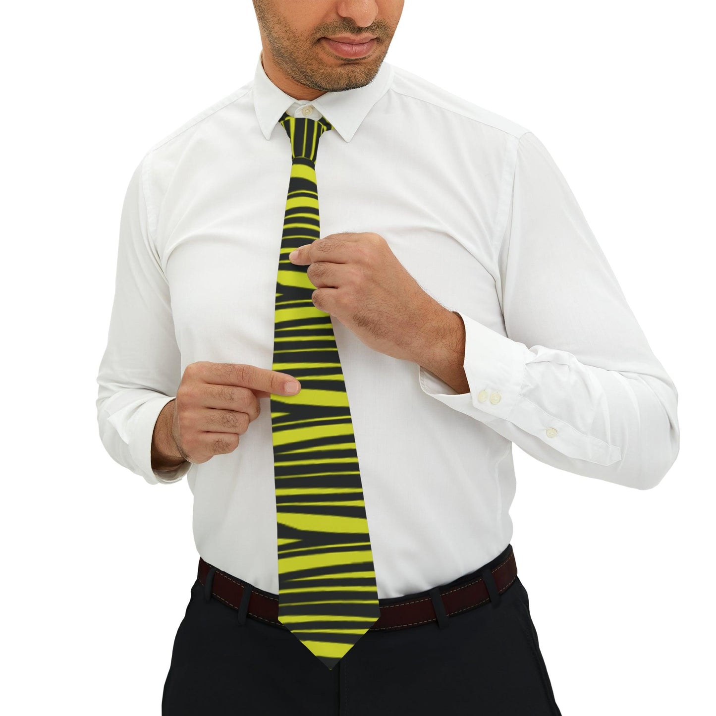 Black Yellow Striped Necktie - Lizard Vigilante