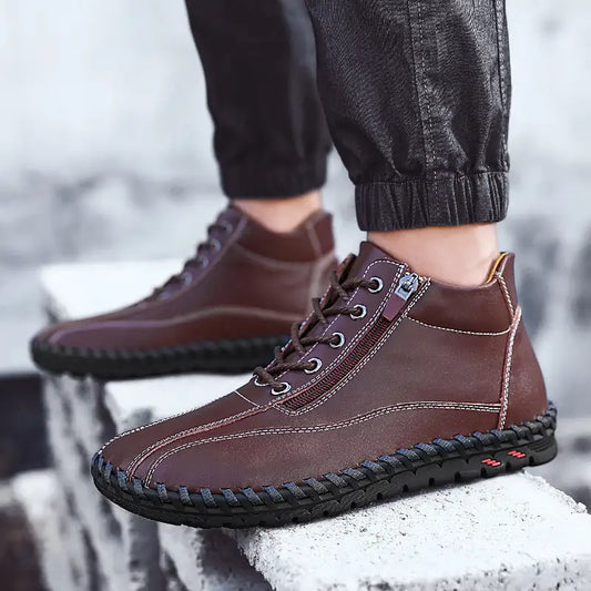 Autumn And Winter Mid-top Work Shoes Side Zipper Casual