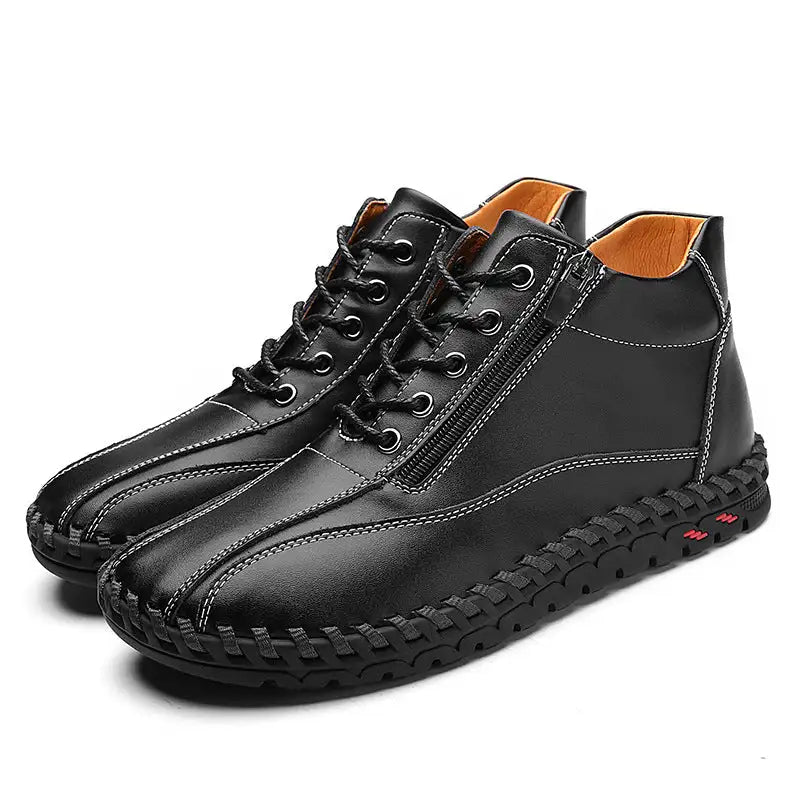 Autumn And Winter Mid-top Work Shoes Side Zipper Casual
