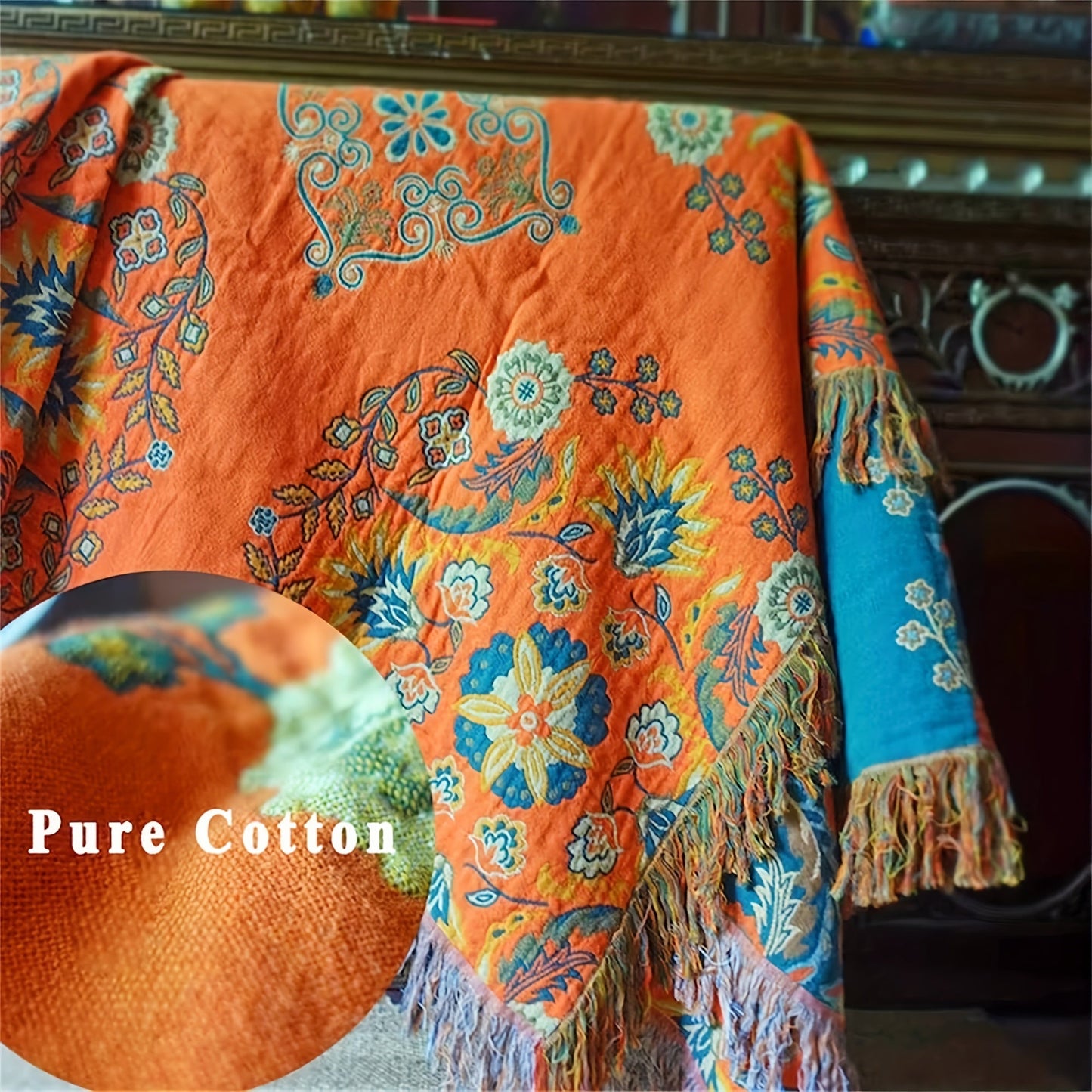 Double-Sided Tassel Sofa Cover for All Seasons - Soft and Durable Sofa Blanket for Ramadan and Beyond