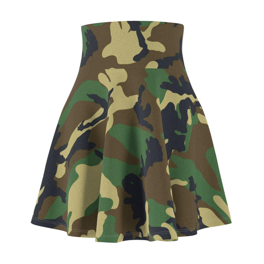 Women's Green Camouflage Skater Skirt - Lizard Vigilante