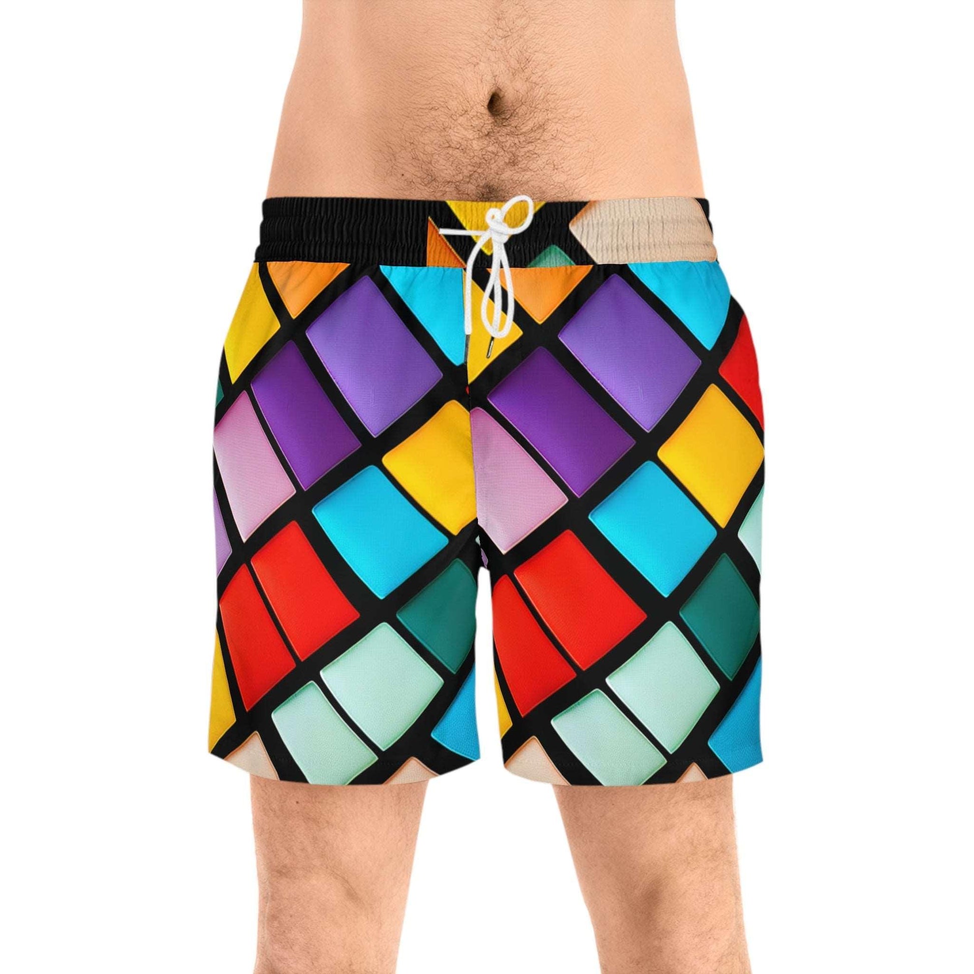 80s Buttons Men's Mid-Length Swim Shorts - Premium All Over Prints from Printify - Just $44.07! Shop now at Lizard Vigilante