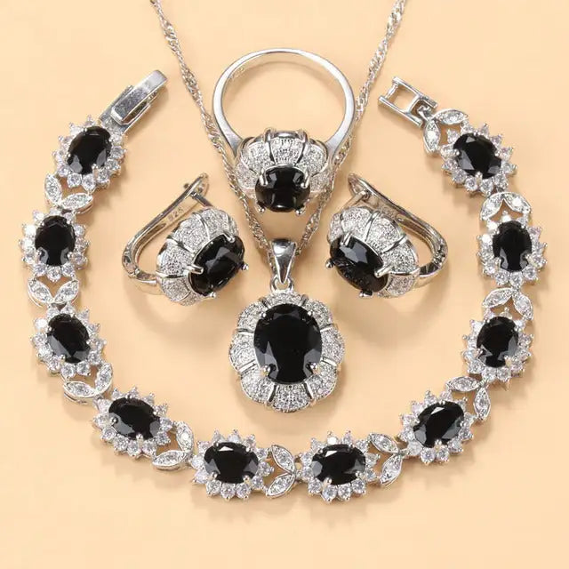 Earrings Necklace And Ring For Women 4 PCs Set