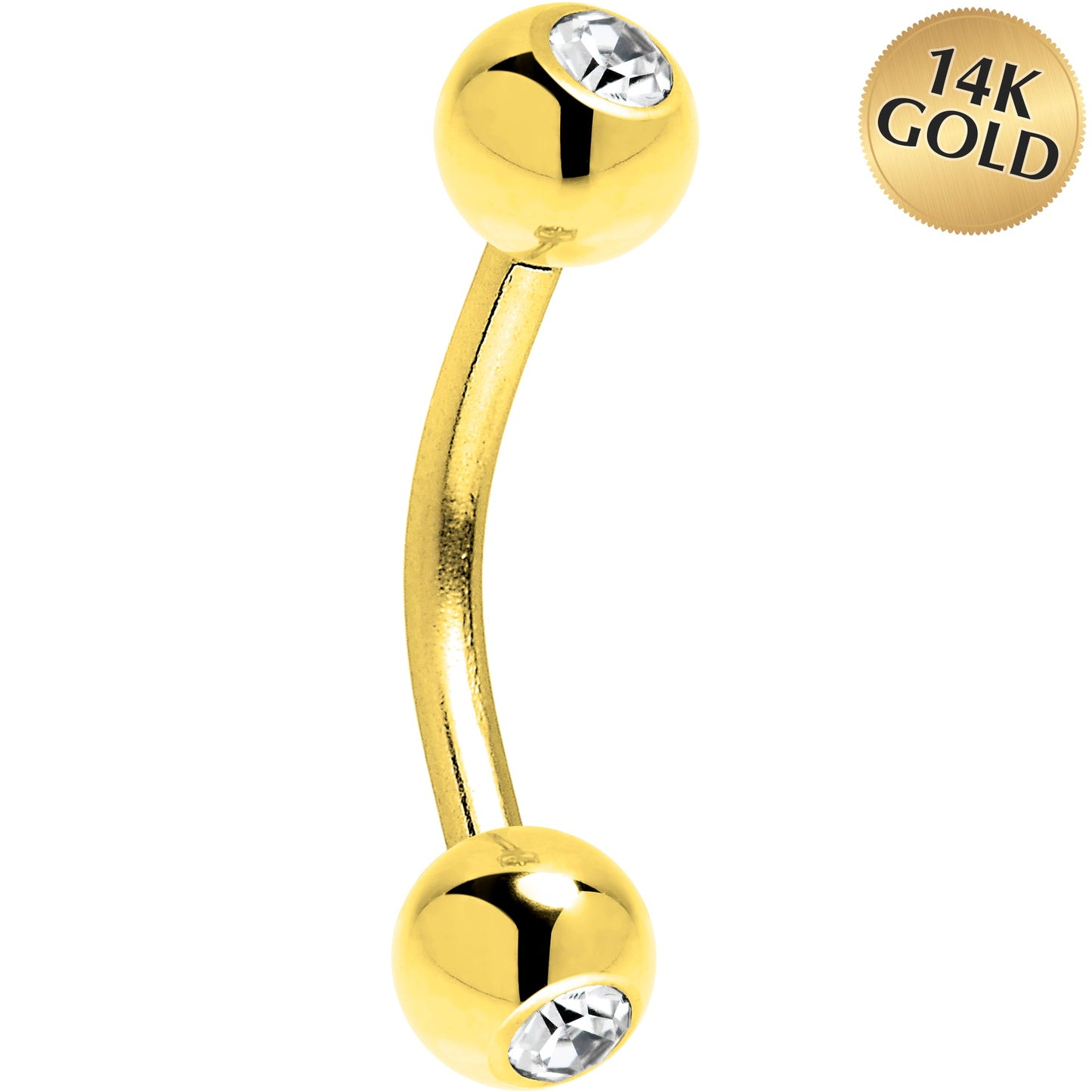 Solid 14k Yellow GOLD Cubic Zirconia Eyebrow Ring 16G 5/16 3mm