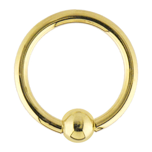 Solid 14k Yellow Gold 14G 9/16 Ball Captive Ring 5mm Ball