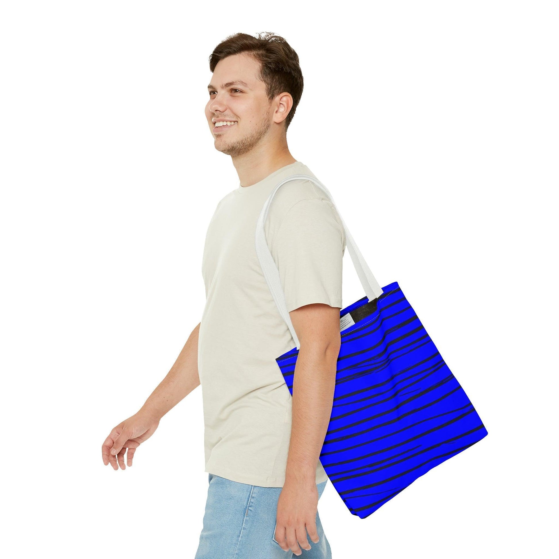 Black & Blue Strips Tote Bag - Lizard Vigilante