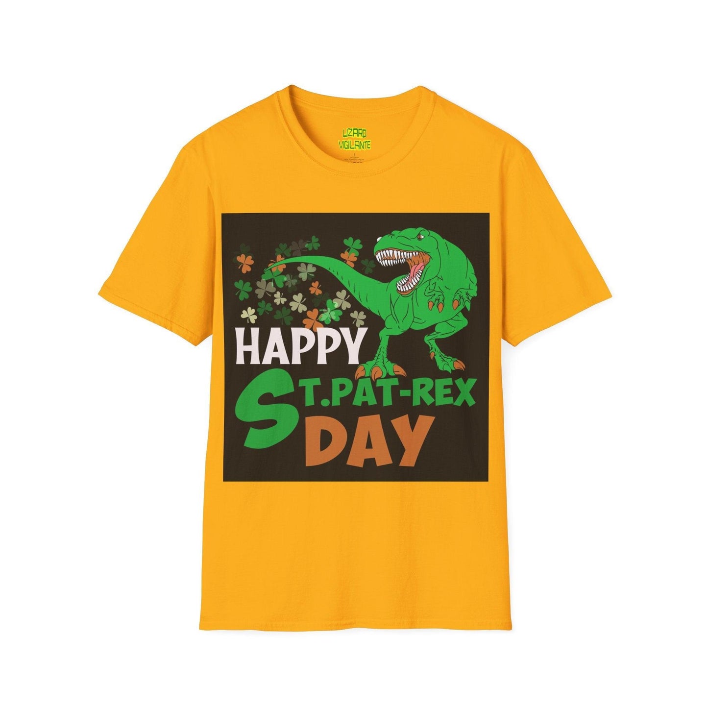 Happy St. Pat-Rex Day T-Rex Dinosaur Unisex Softstyle T-Shirt - Lizard Vigilante