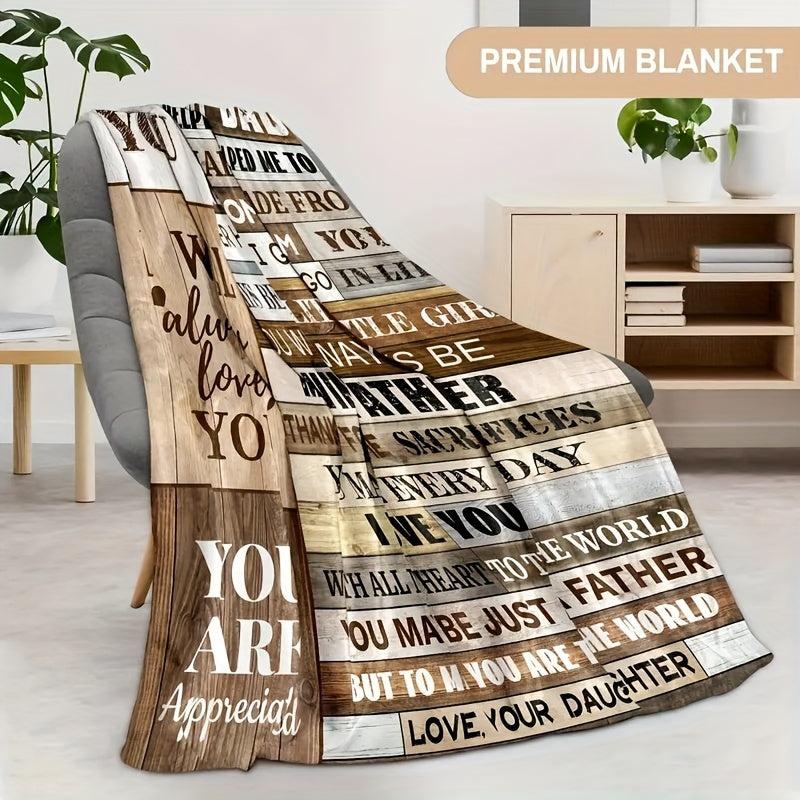 1pc Letter Flannel Blanket, To My Dad Throw Blanket, Warm Cozy Soft Blanket For Couch Bed Sofa Office Camping