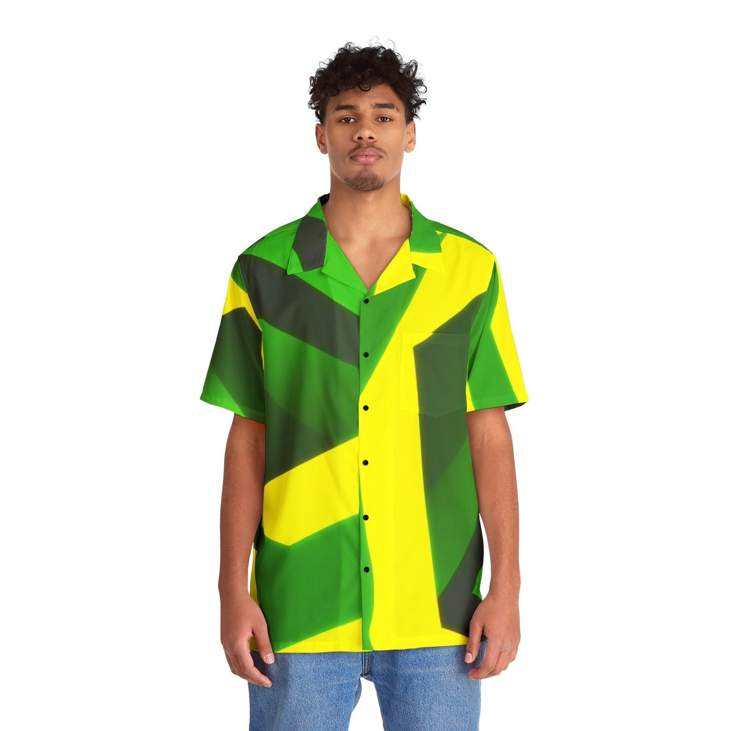 Green Gold Black Men's Hawaiian Shirt - Lizard Vigilante