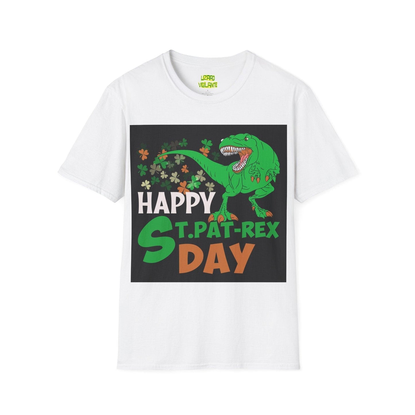 Happy St. Pat-Rex Day T-Rex Dinosaur Unisex Softstyle T-Shirt - Lizard Vigilante